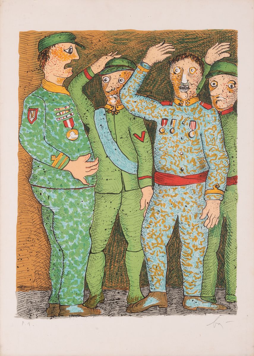 Enrico Baj - Lotto di Due Serigrafie 'generali'