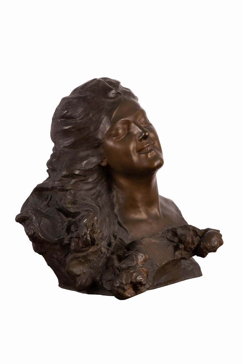 Gabriele Parente - Statua in Bronzo Raffigurante Giovane Donna Contadina