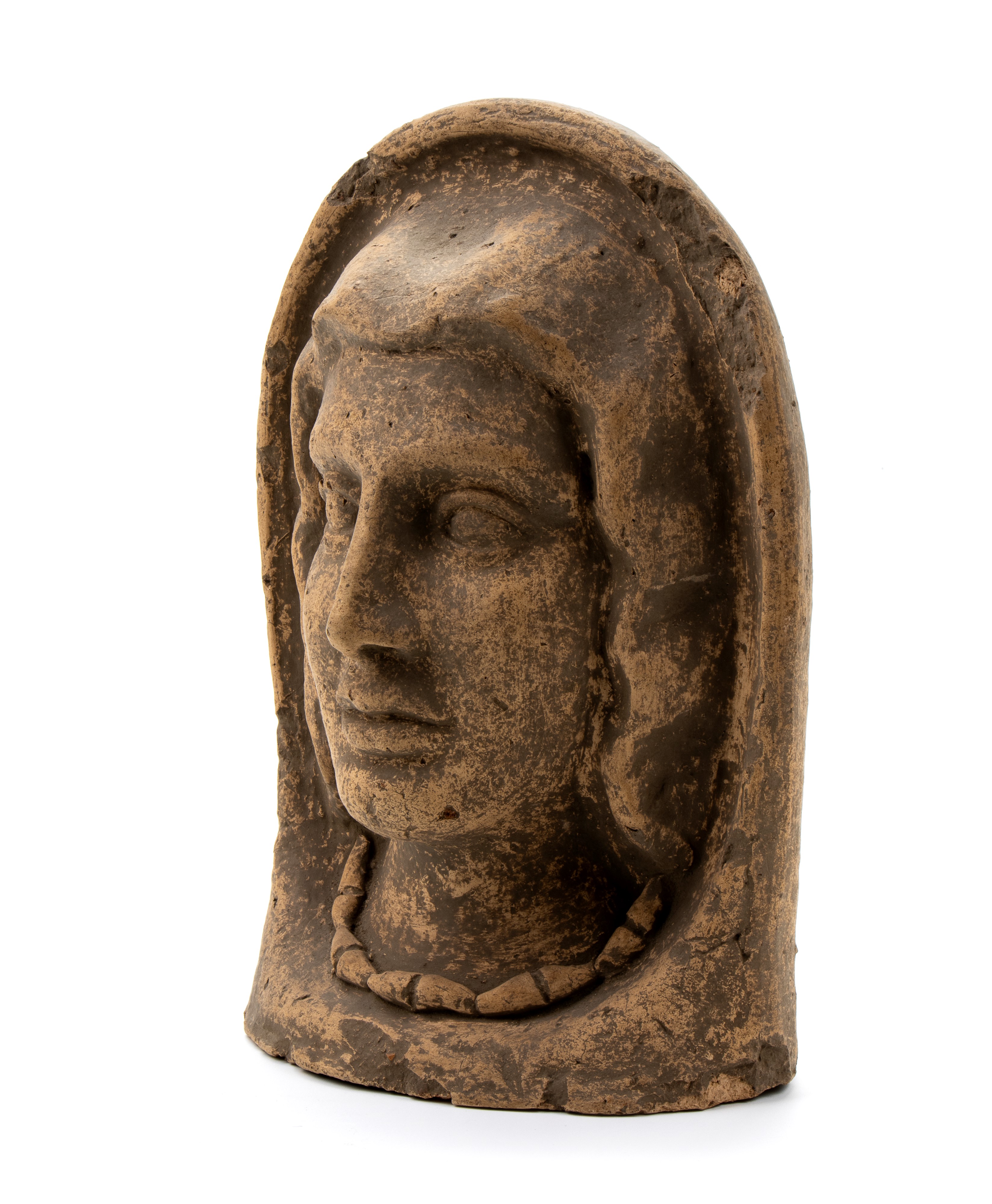 Antefissa in terracotta con testa femminile