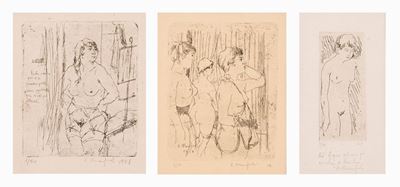 Lotto di 3 Disegni con Figure Femminili