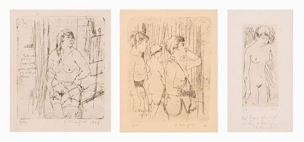 Alberto Manfredi - Lotto di 3 disegni con figure femminili