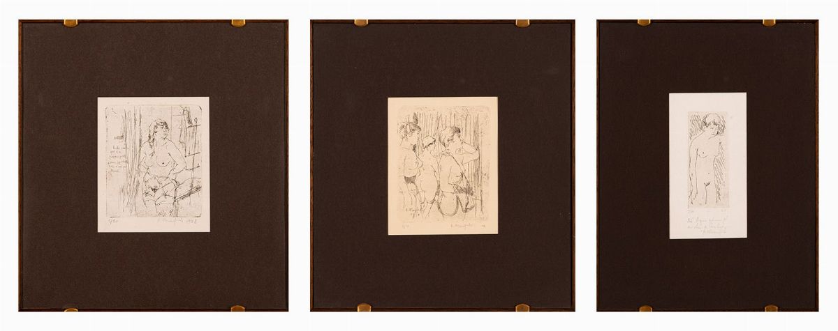 Alberto Manfredi - Lotto di 3 Disegni con Figure Femminili