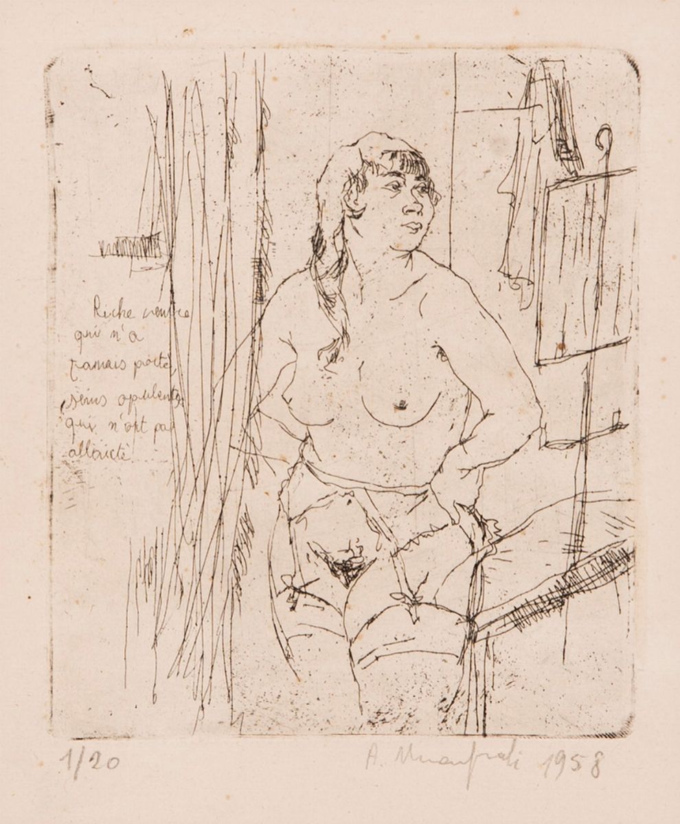 Alberto Manfredi - Lotto di 3 Disegni con Figure Femminili