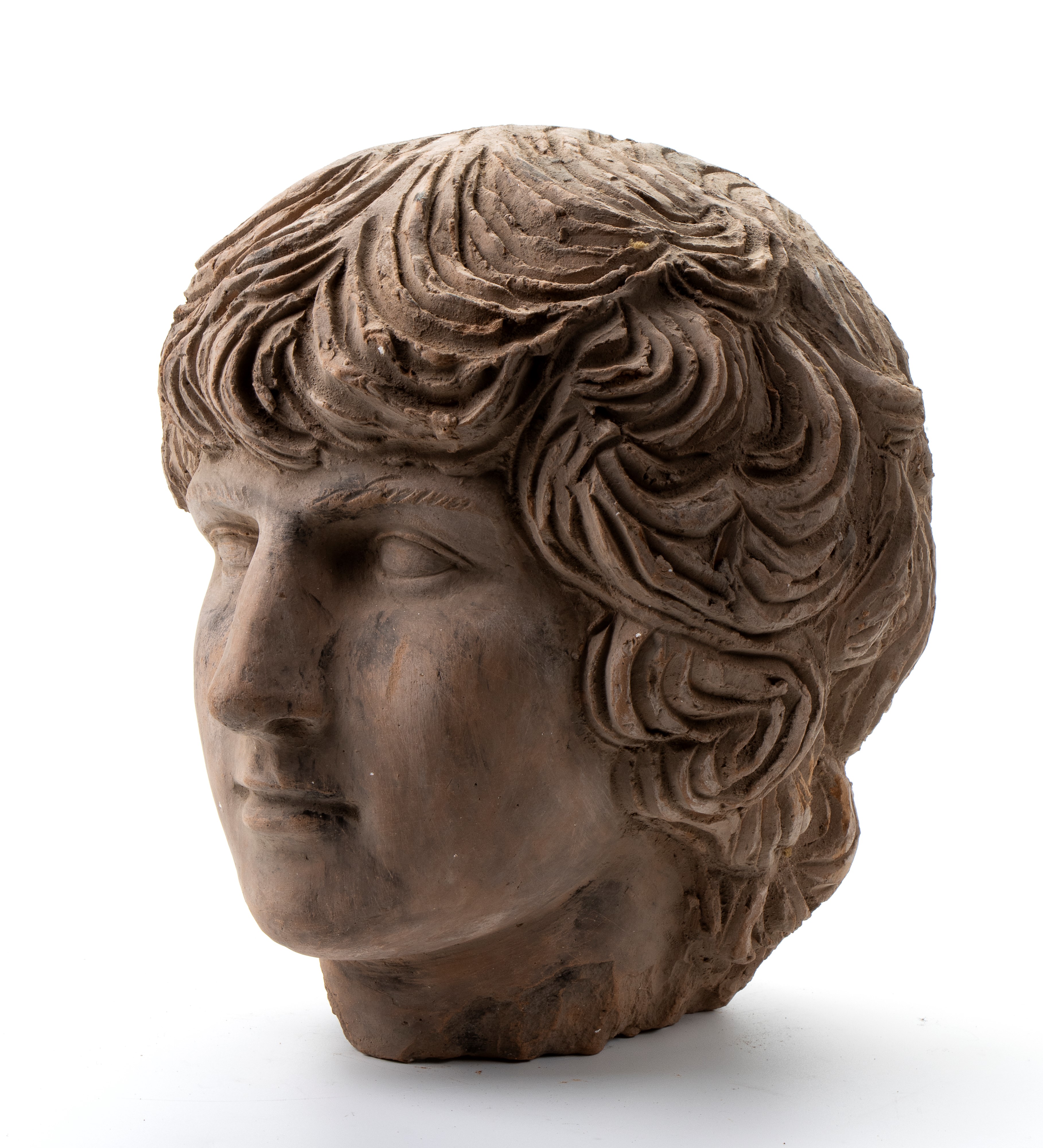 Testa in terracotta raffigurante Antinoo