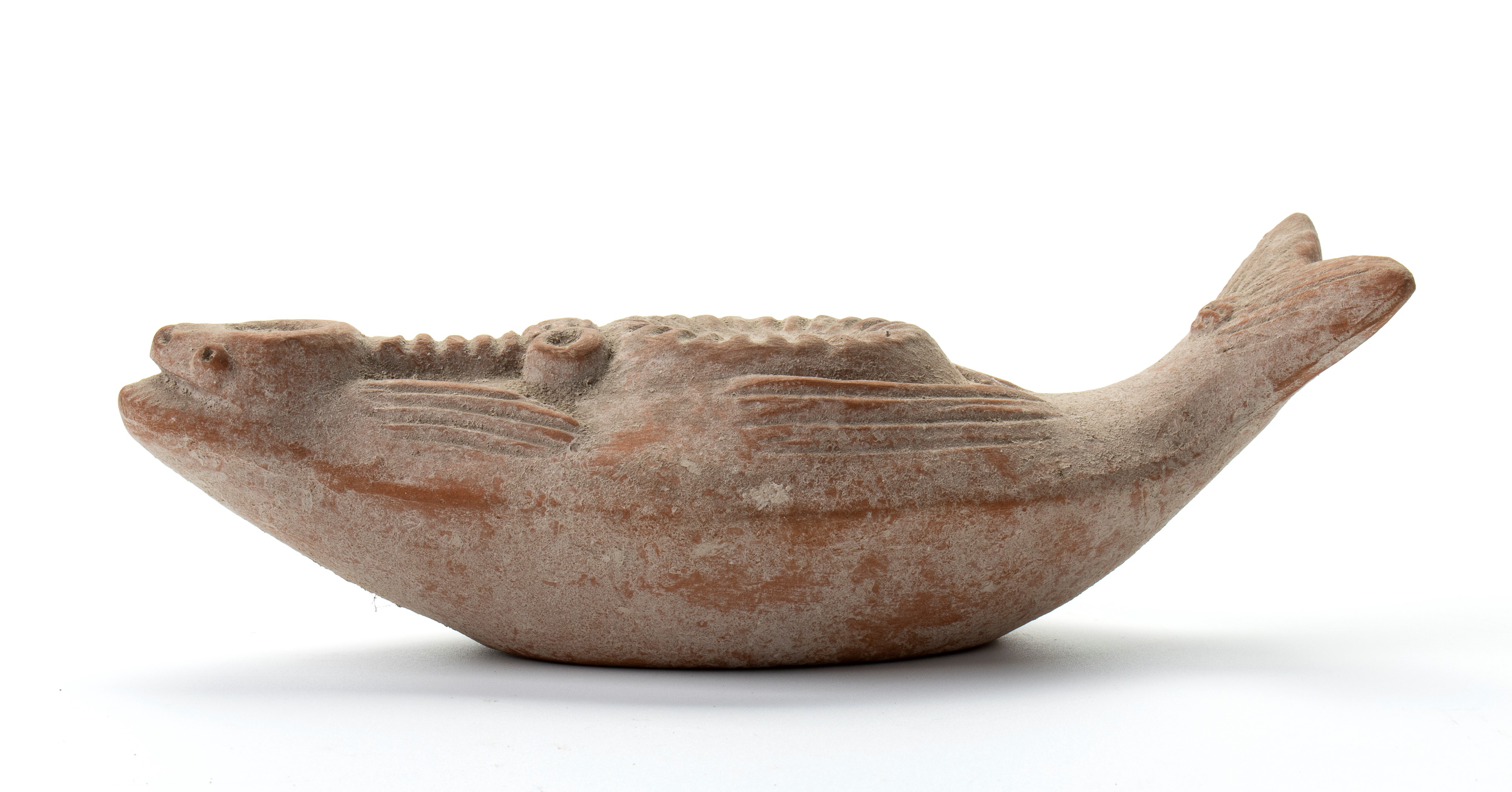 Lucerna in Terracotta Raffigurante Pesce Stilizzato