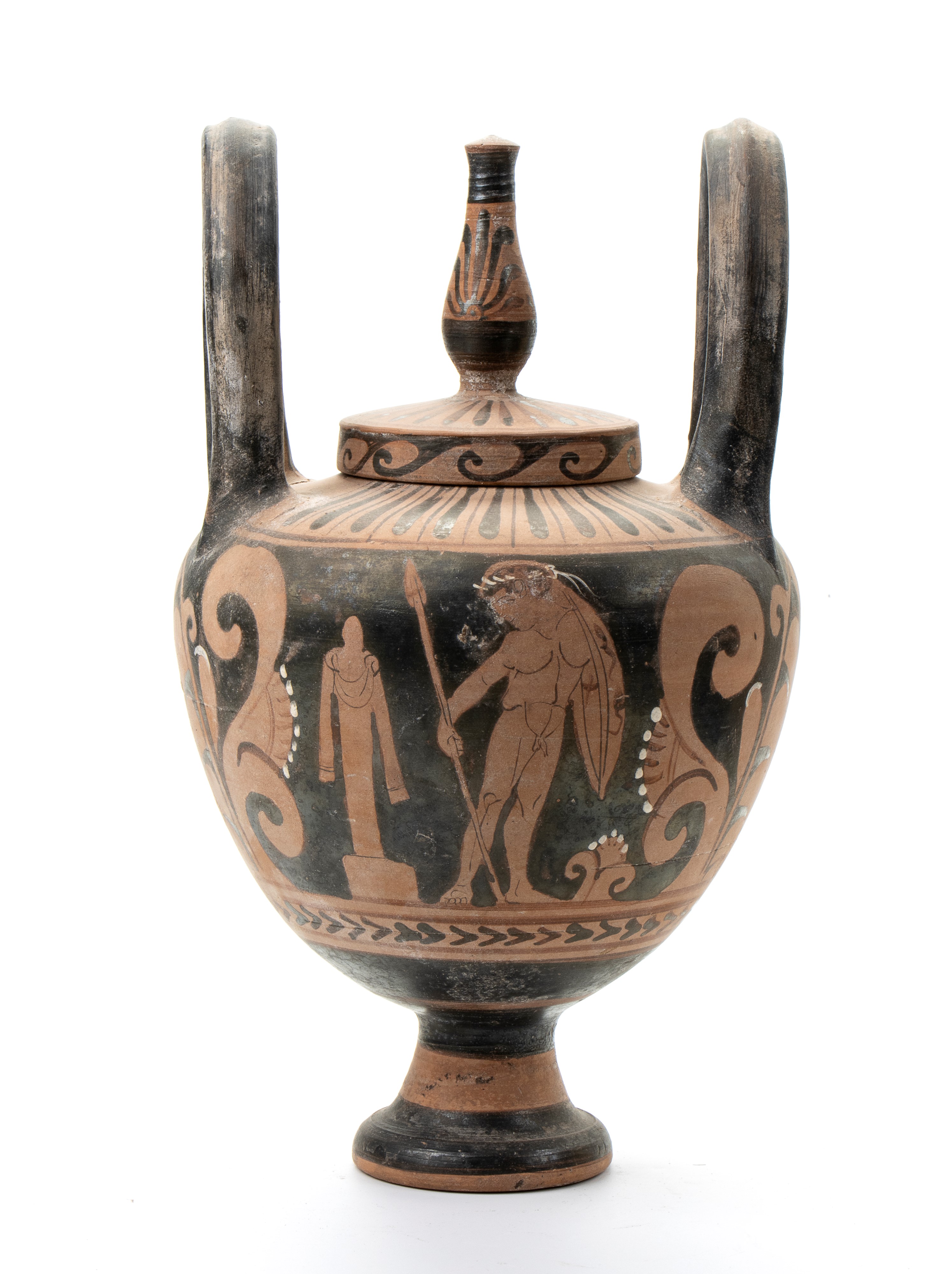 Lebete nuziale in ceramica classica a figure rosse con coperchio