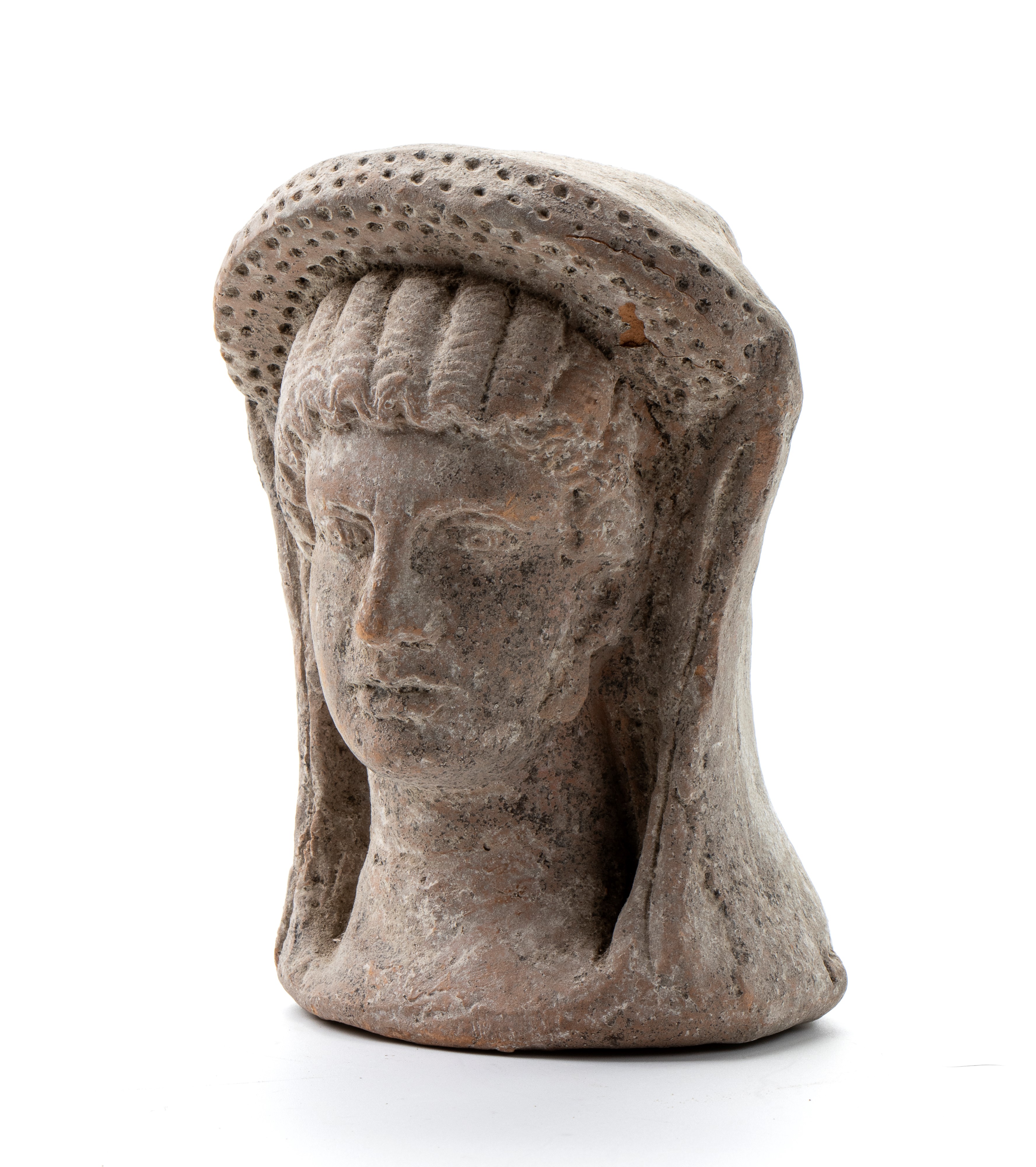 Antefissa in terracotta con testa muliebre