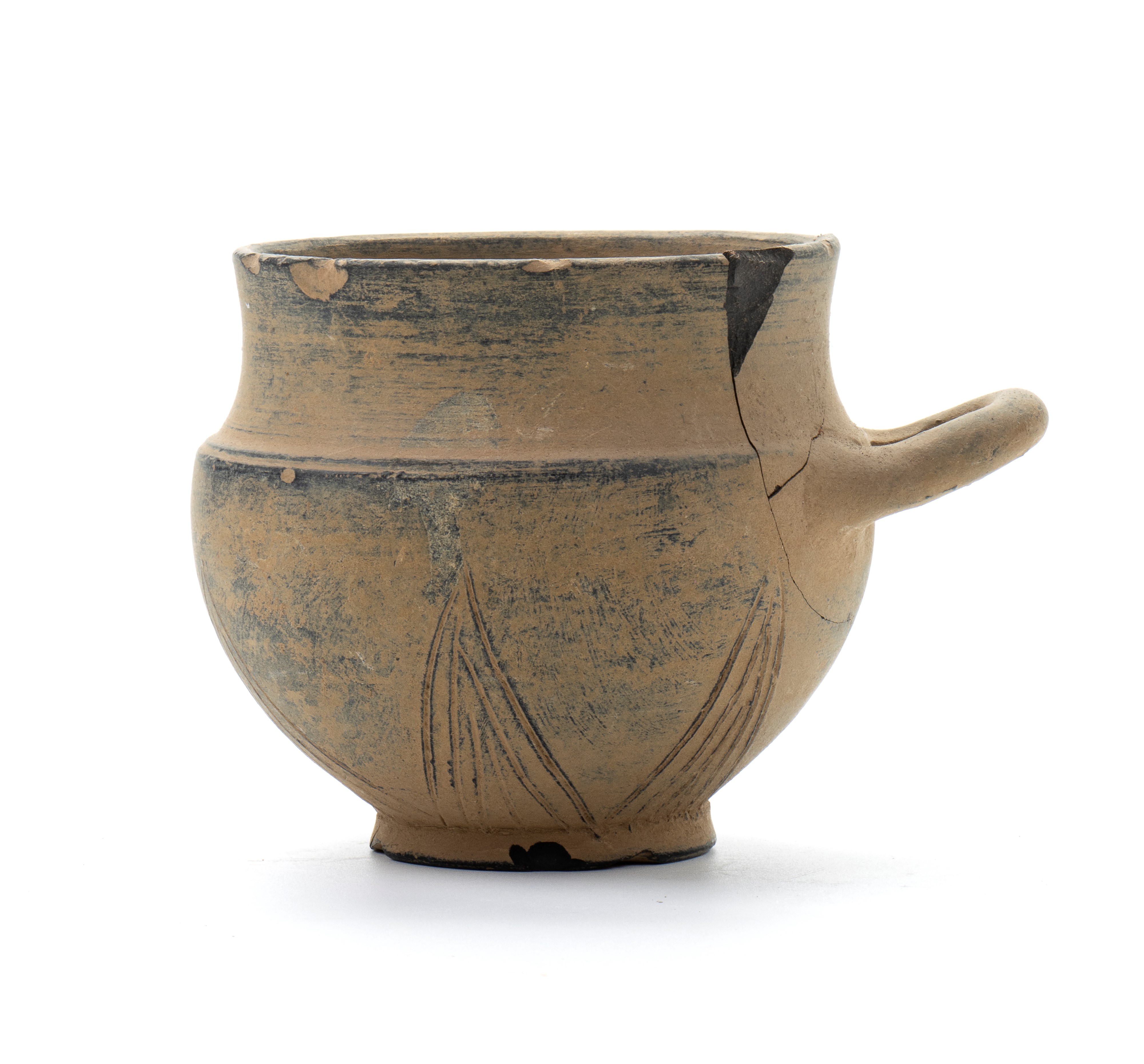 Piccolo unguentario in ceramica arcaica con decoro concentrico