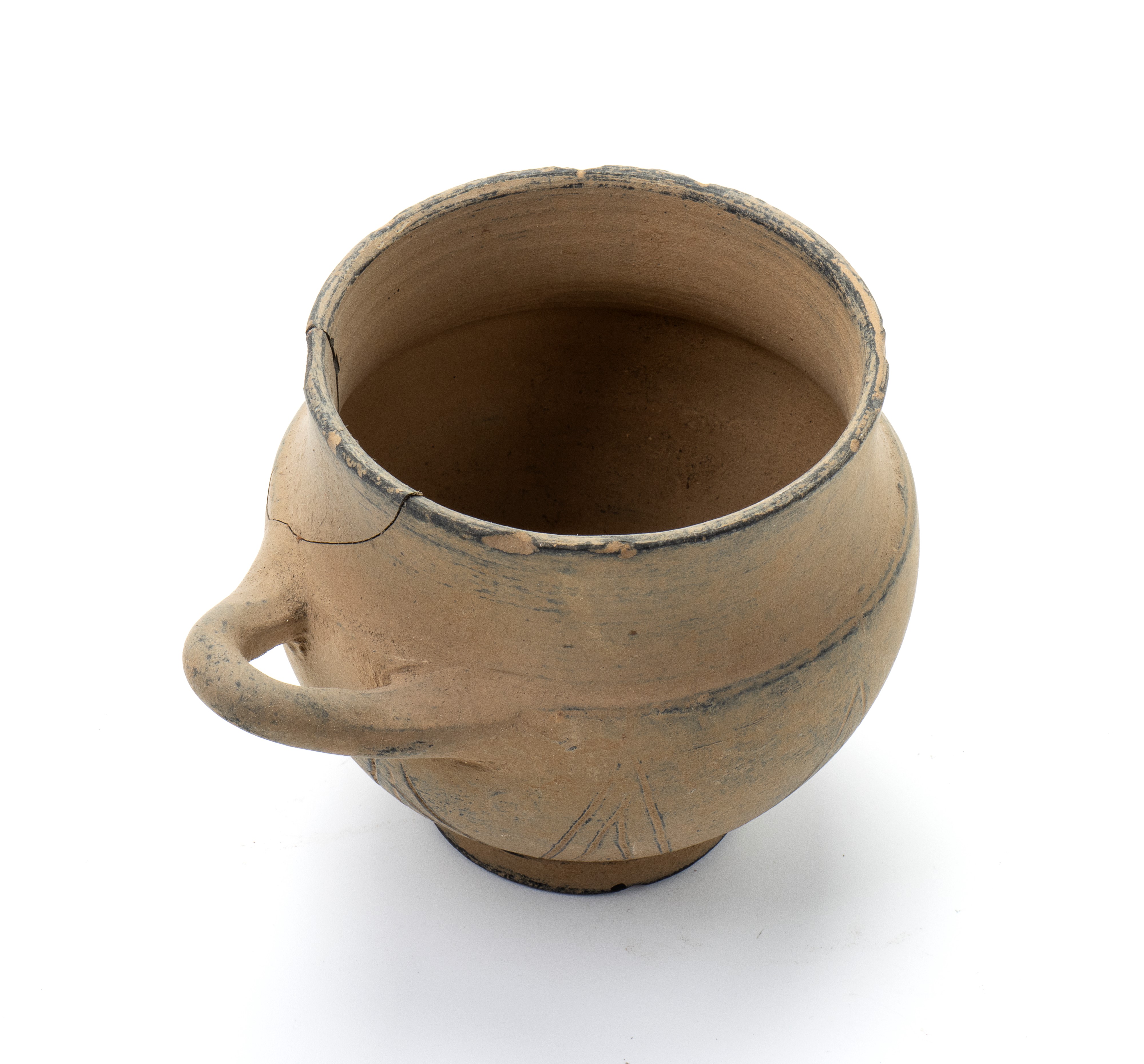 Piccolo unguentario in ceramica arcaica con decoro concentrico