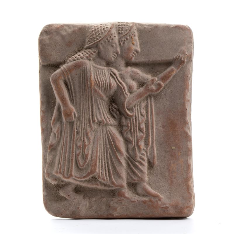 Formella in Terracotta Raffigurante una Coppia di Sposi Etruschi