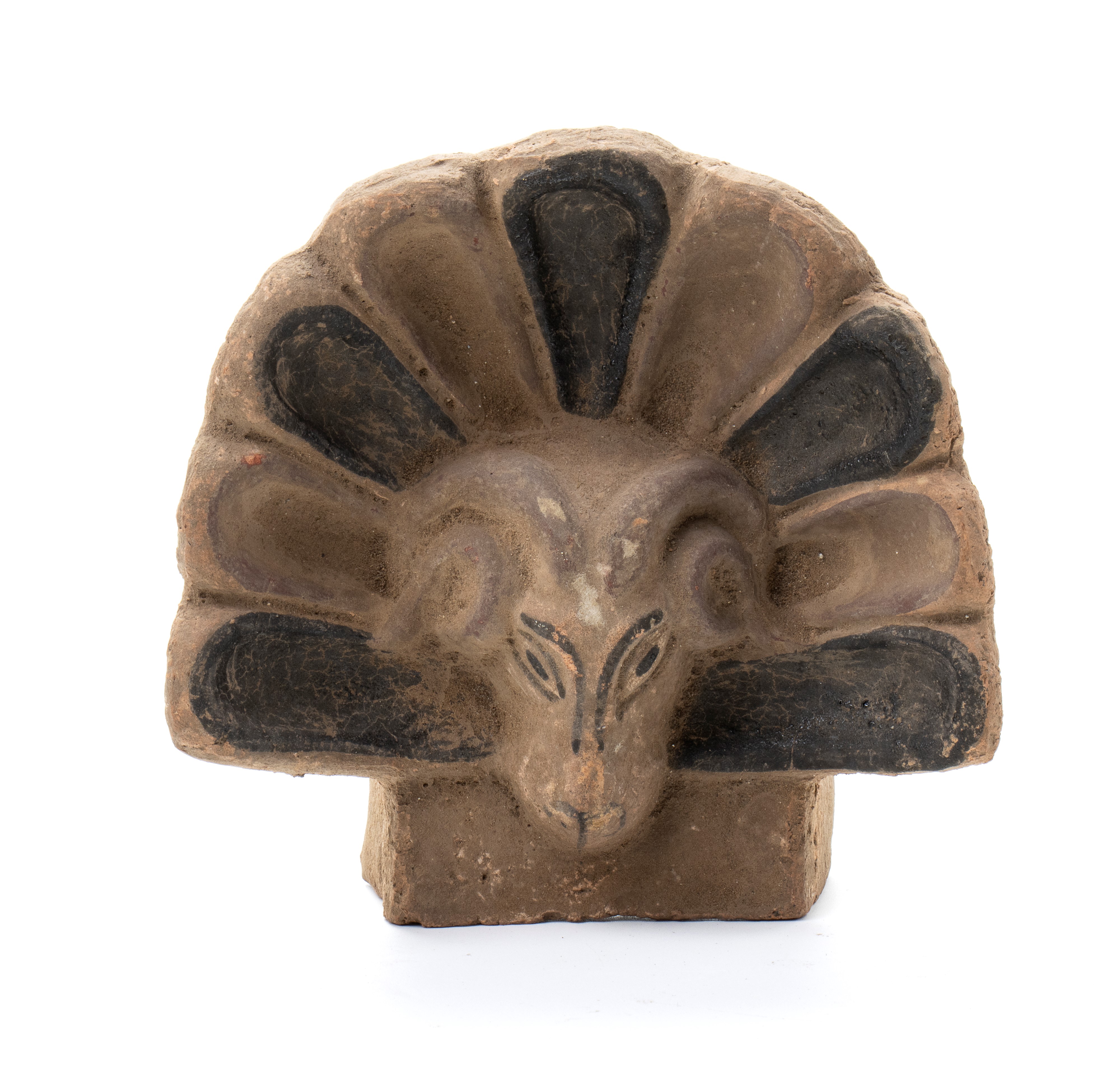 Antefissa in Terracotta di Stile Etrusco con Testa di Ariete Centrale