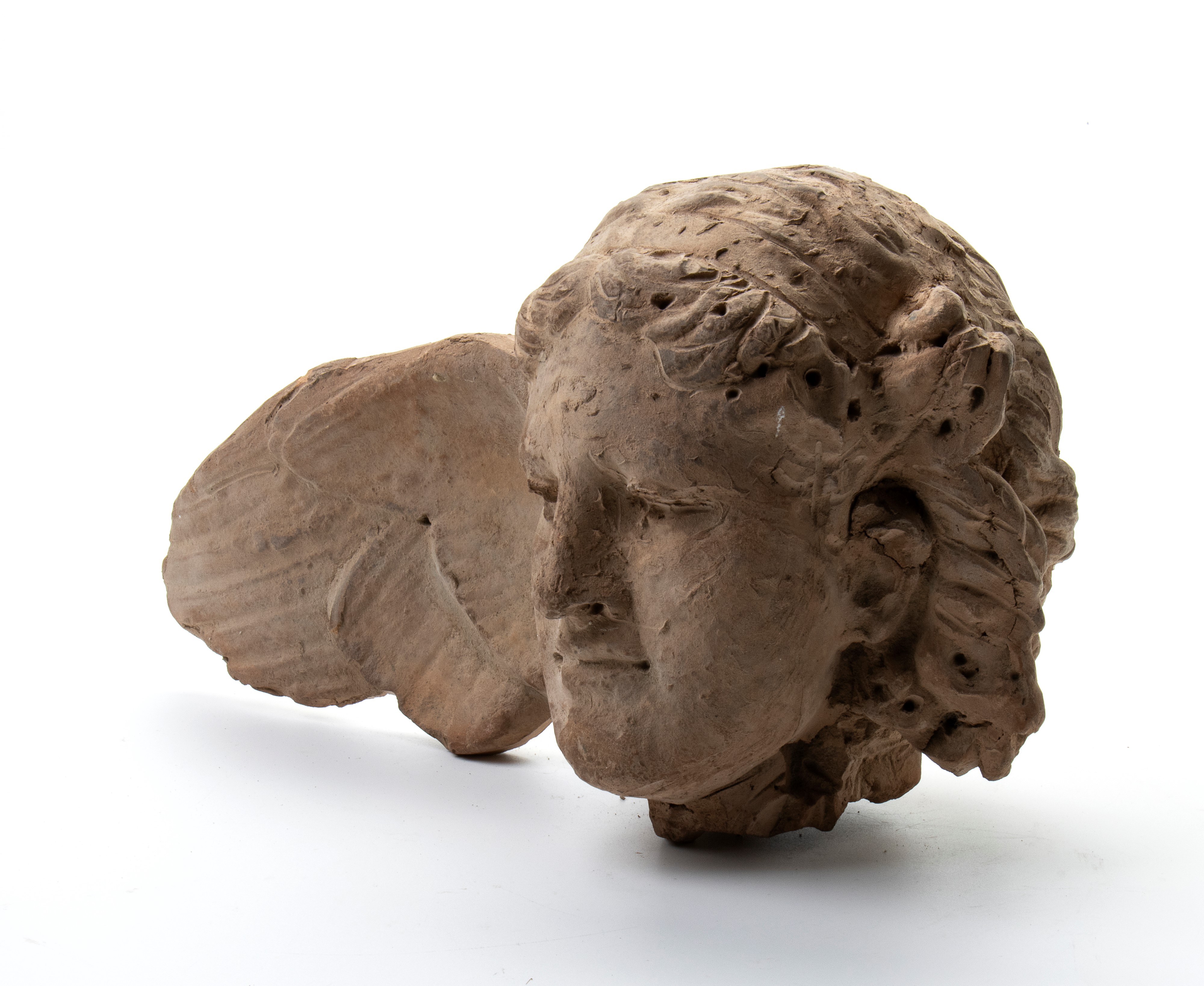 Testadi Mercurio alato in terracotta