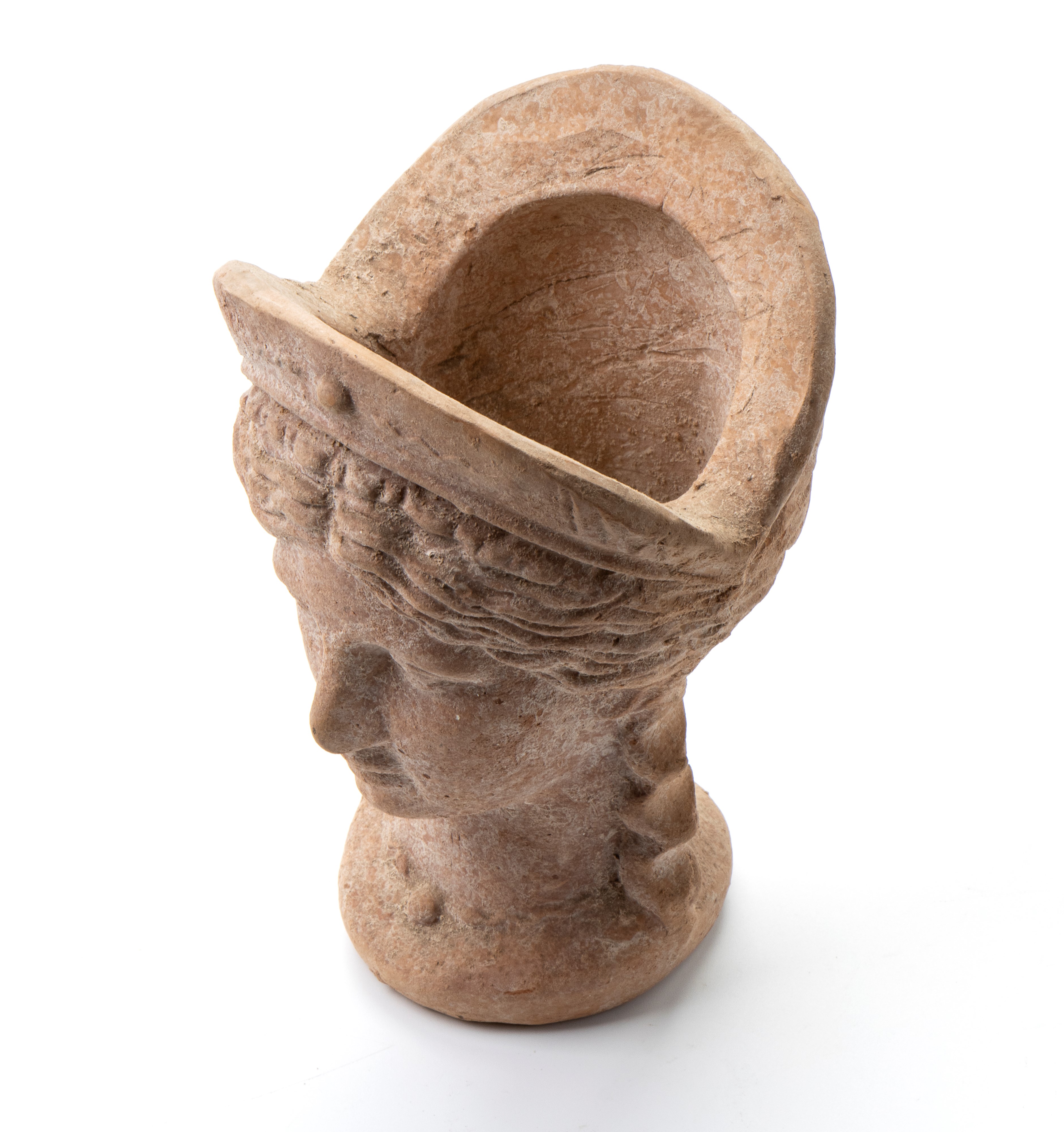 Vaso in Stile Etrusco con con Doppio Volto di Donna a Rilievo