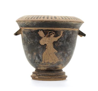 Vaso a Cratere Biansato in Ceramica Classica a Figure Nere con Danzatrice