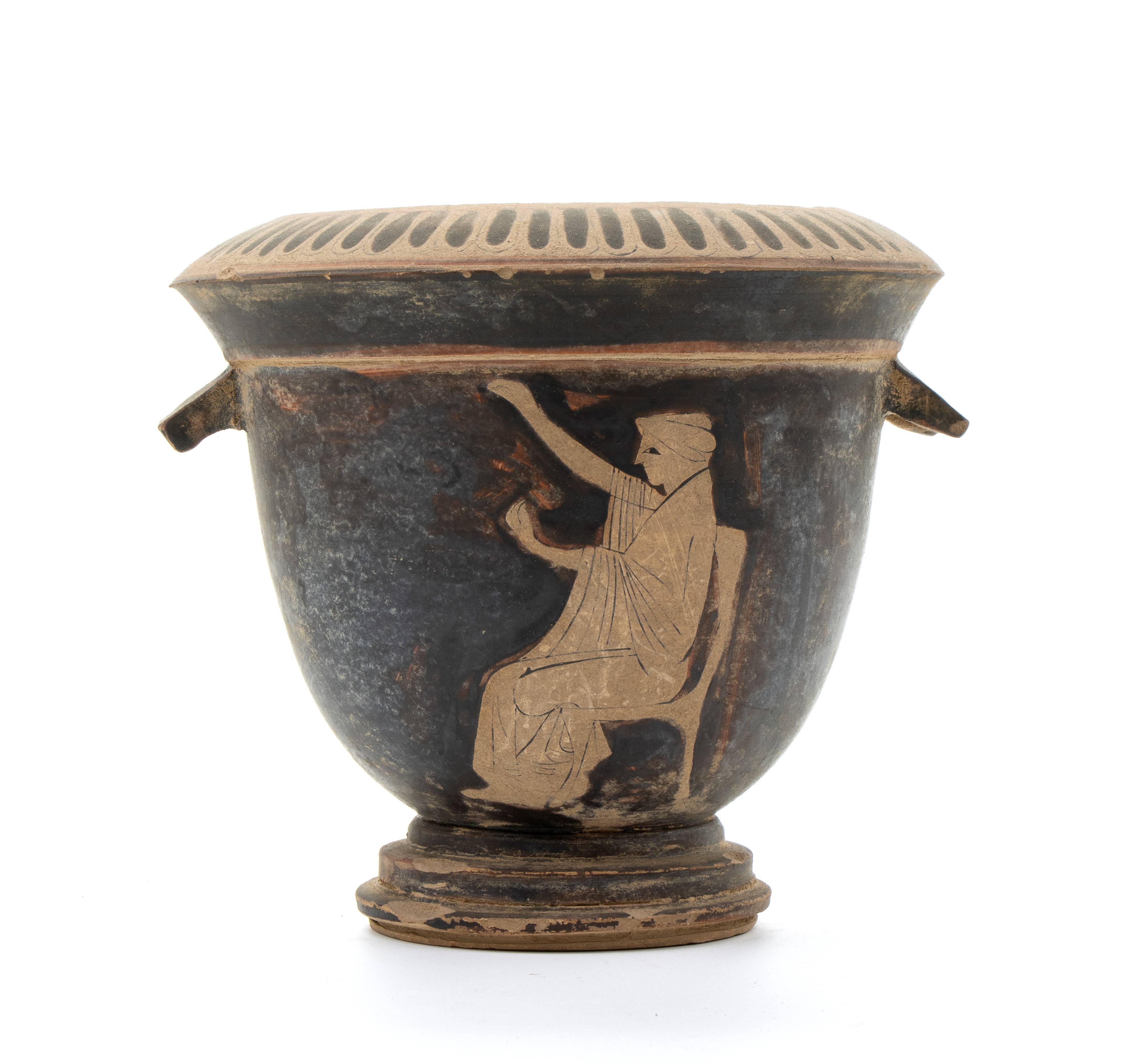 Vaso a Cratere Biansato in Ceramica Classica a Figure Nere con Danzatrice