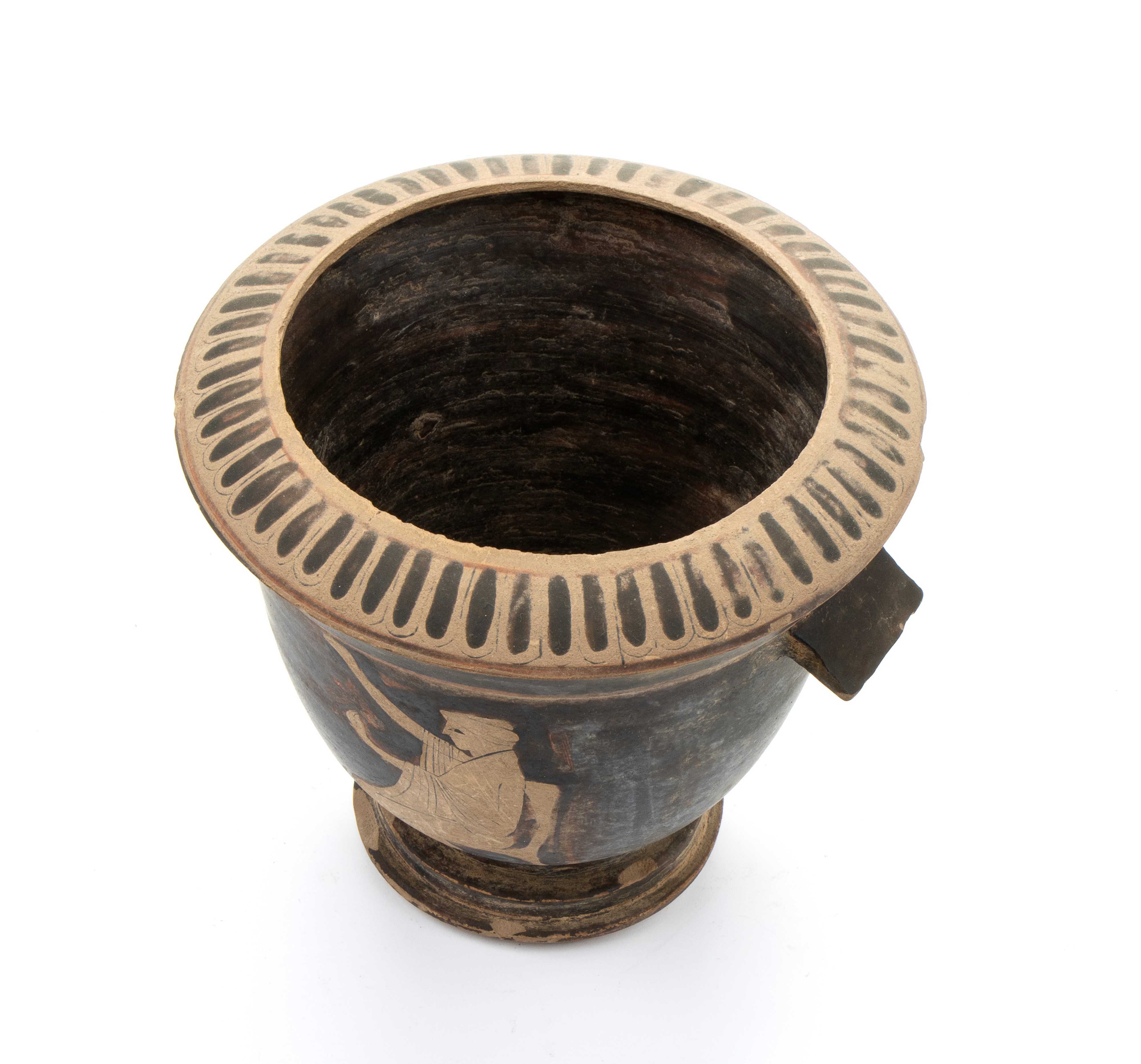 Vaso a Cratere Biansato in Ceramica Classica a Figure Nere con Danzatrice