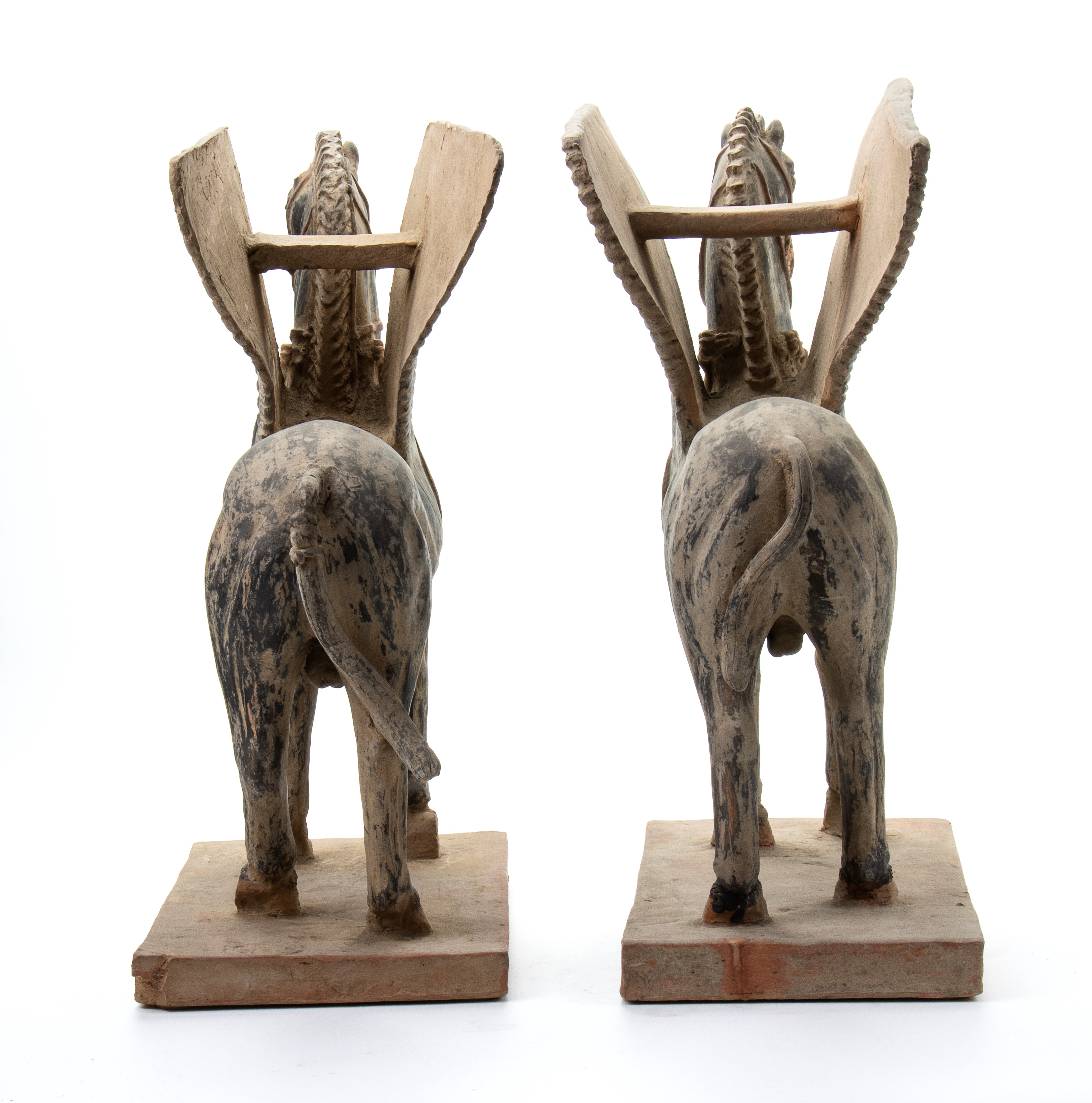 Coppia di cavalli alati etruschi in terracotta del tipo "Tarquinia"