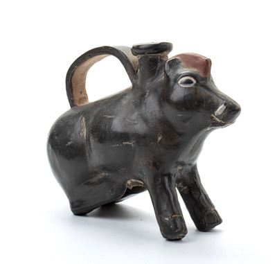 Askos in Ceramica Buccheroide Modellato a Guisa di Cinghiale