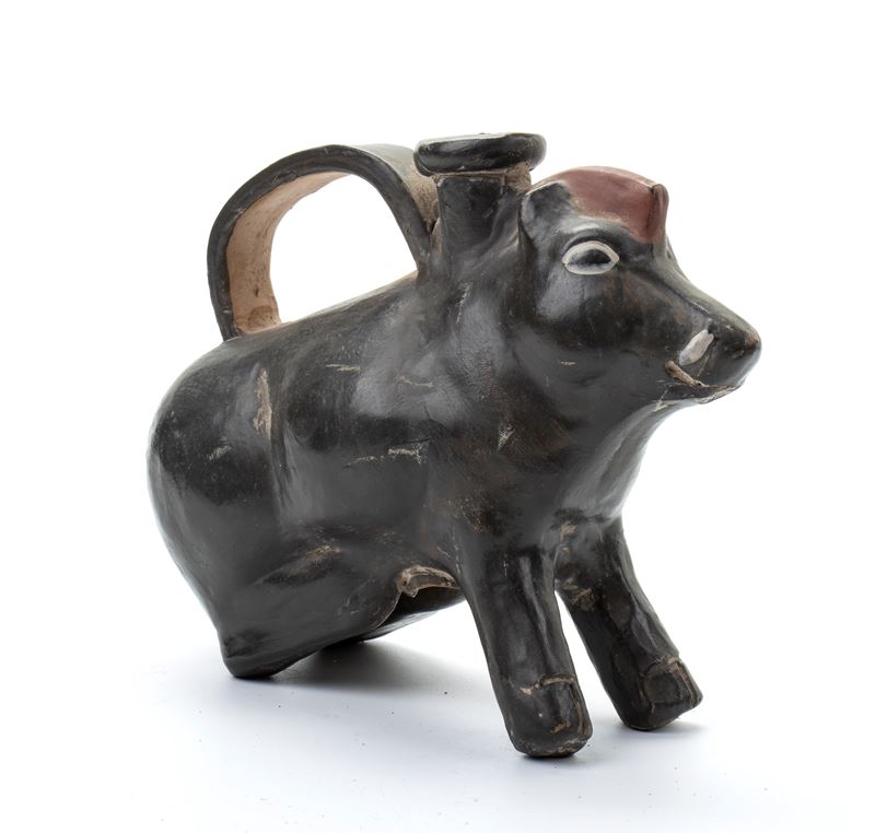 Askos in Ceramica Buccheroide Modellato a Guisa di Cinghiale