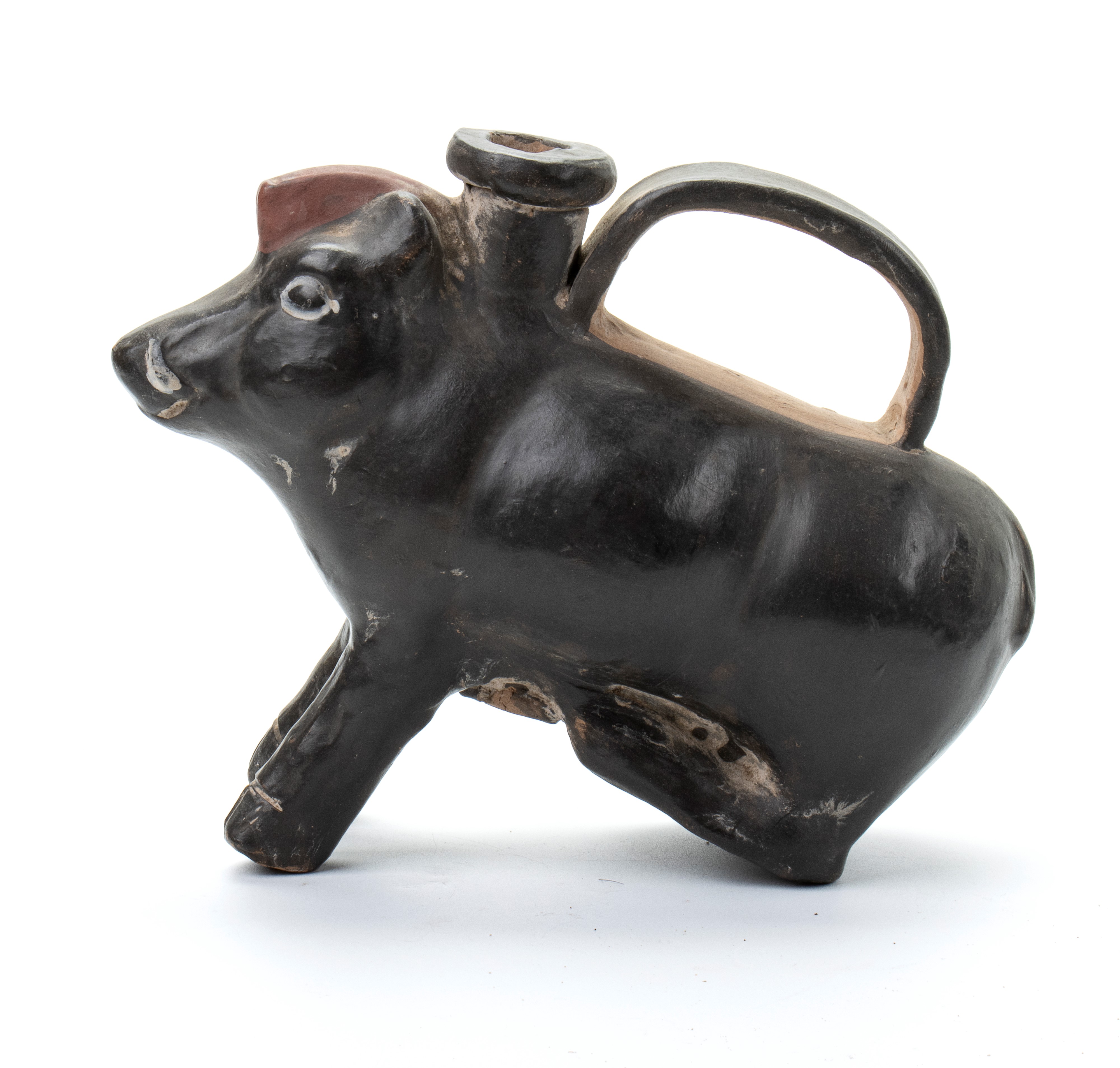Askos in Ceramica Buccheroide Modellato a Guisa di Cinghiale