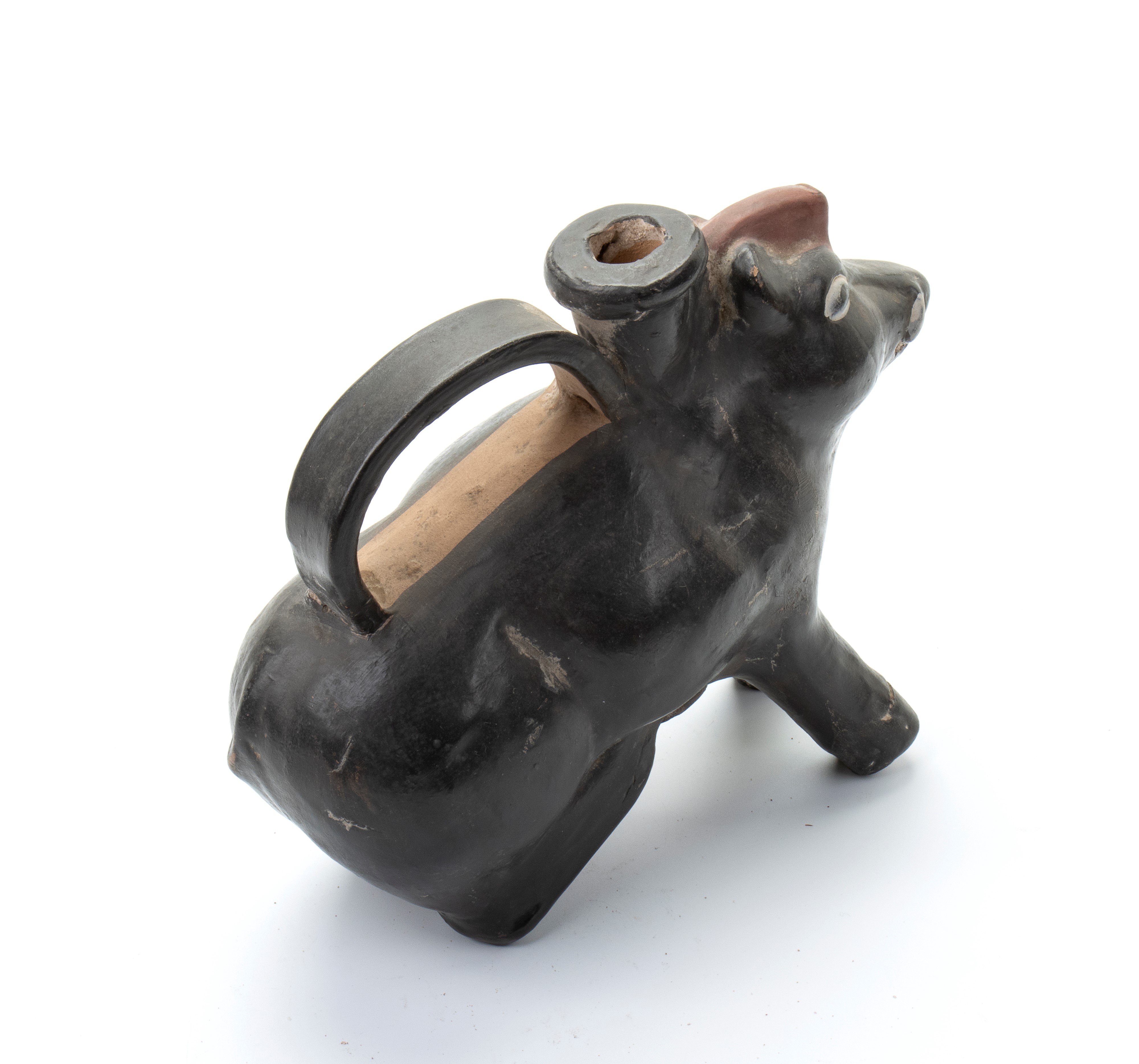 Askos in Ceramica Buccheroide Modellato a Guisa di Cinghiale