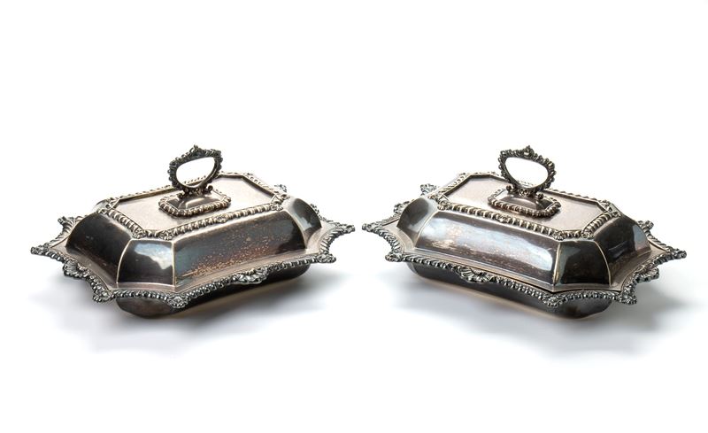 Coppia di scaldavivante finemente cesellati Welbeckplate The Alex Clark Manufacture London A1 Sil...