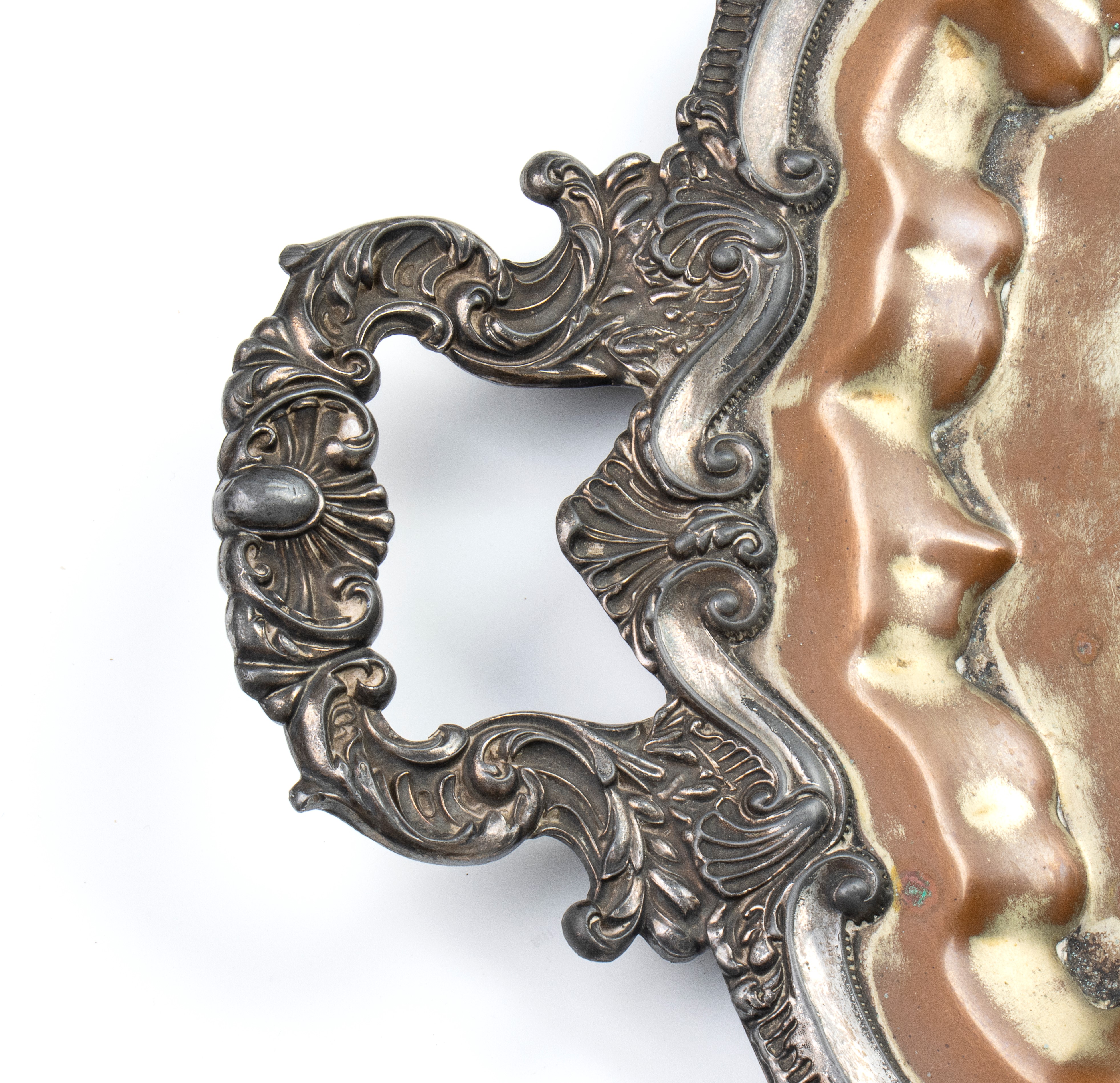 Grande vassoio cesellato WSB EPC 146 con 4 piedini Electro Plated Copper