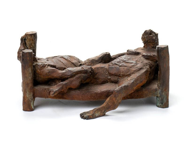 Scultura in bronzo brunito riposo dall'amplesso