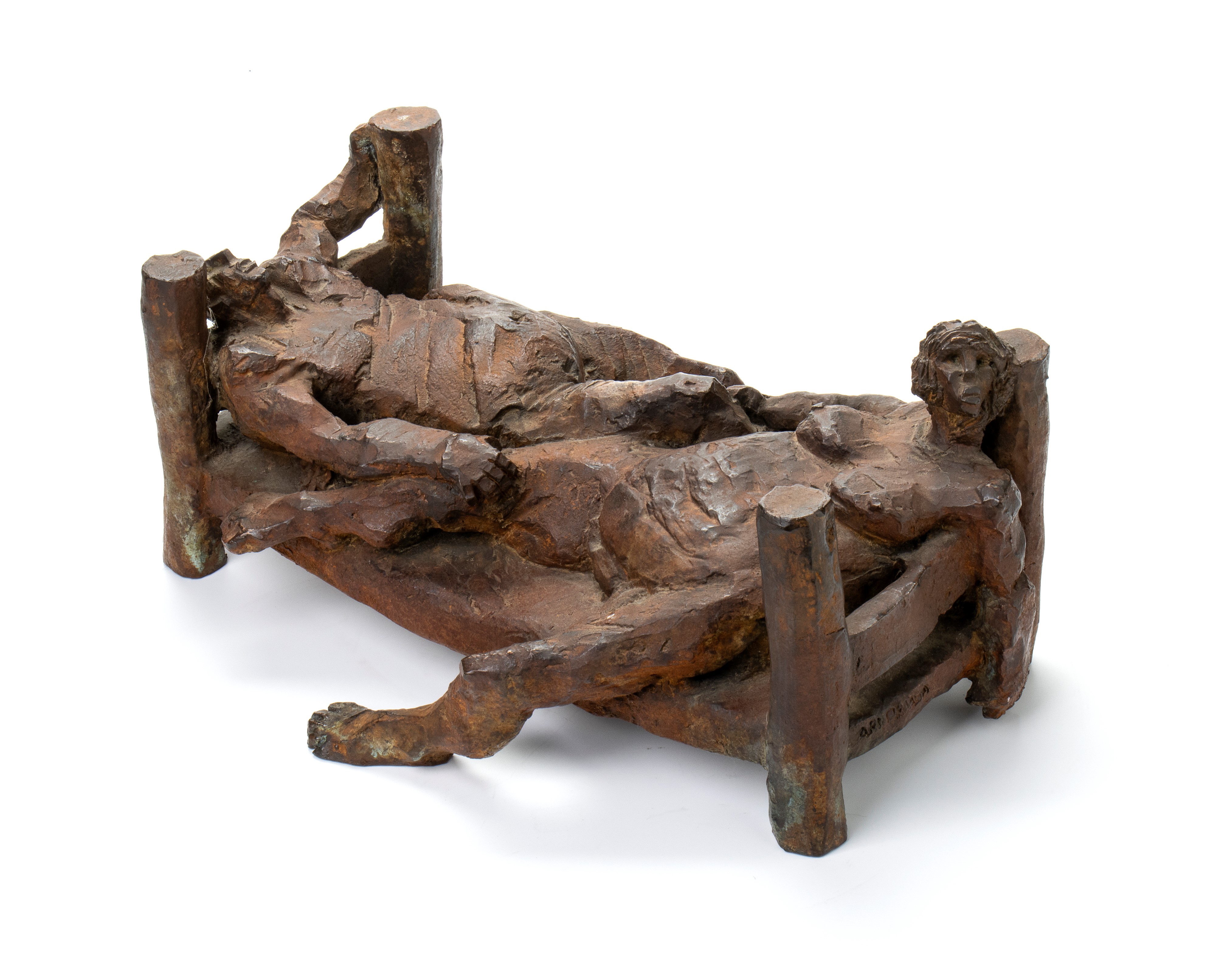 Scultura in bronzo brunito riposo dall'amplesso