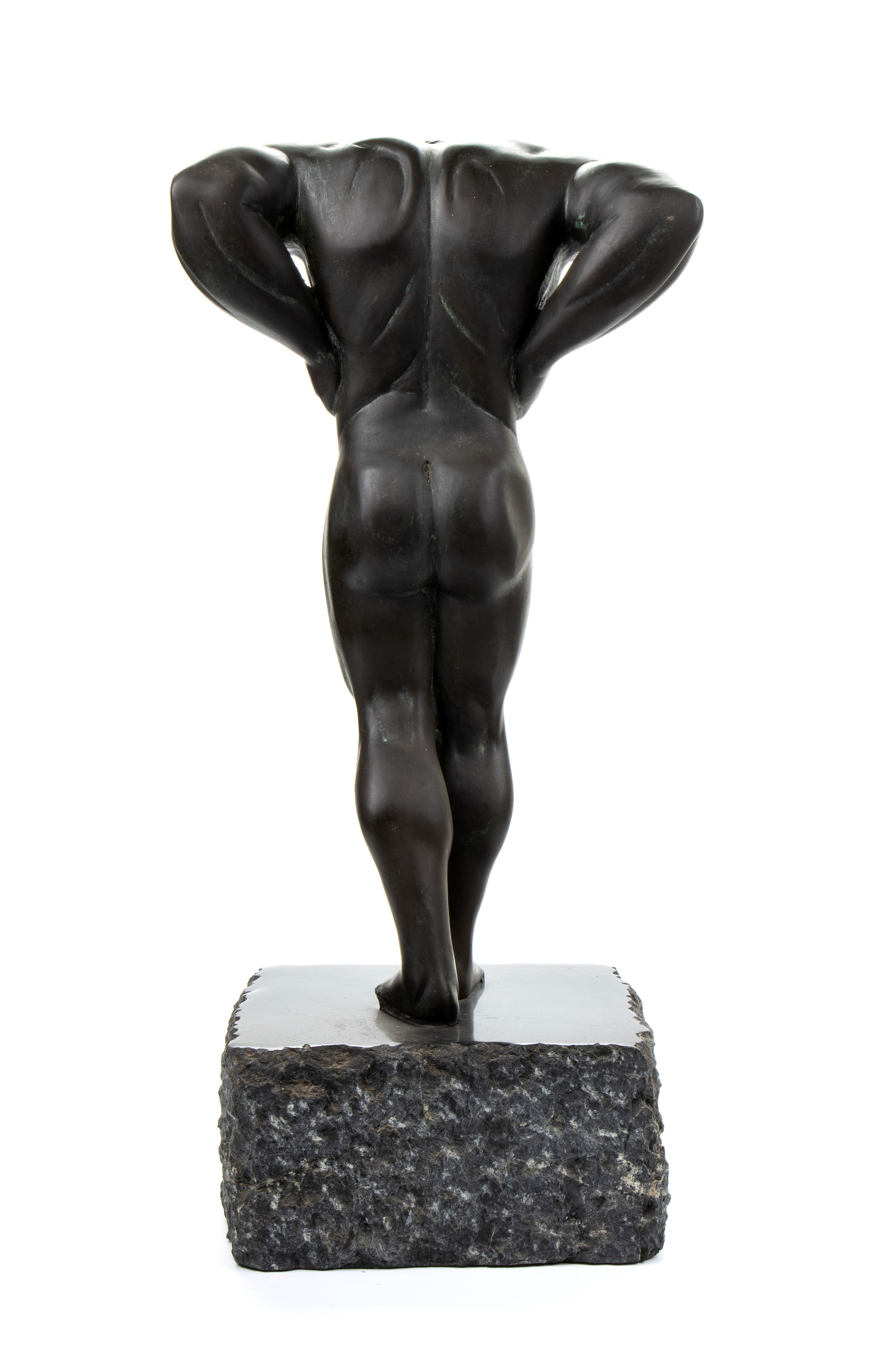 Scultura in bronzo raffigurante atleta a riposo