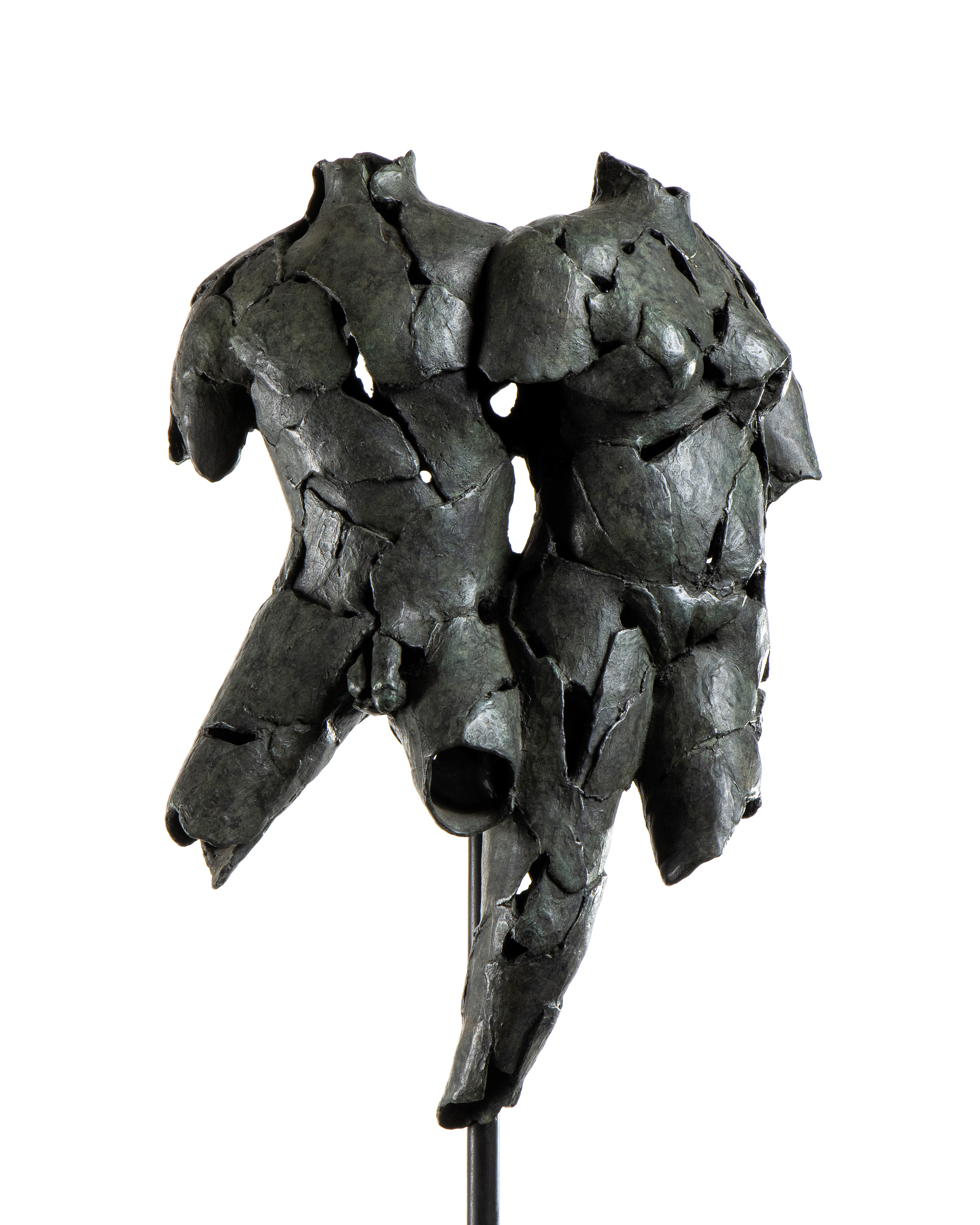 Bronzetto a imitazione dell'antico in bronzo raffigurante torso di uomo e di dona uniti su piedis...