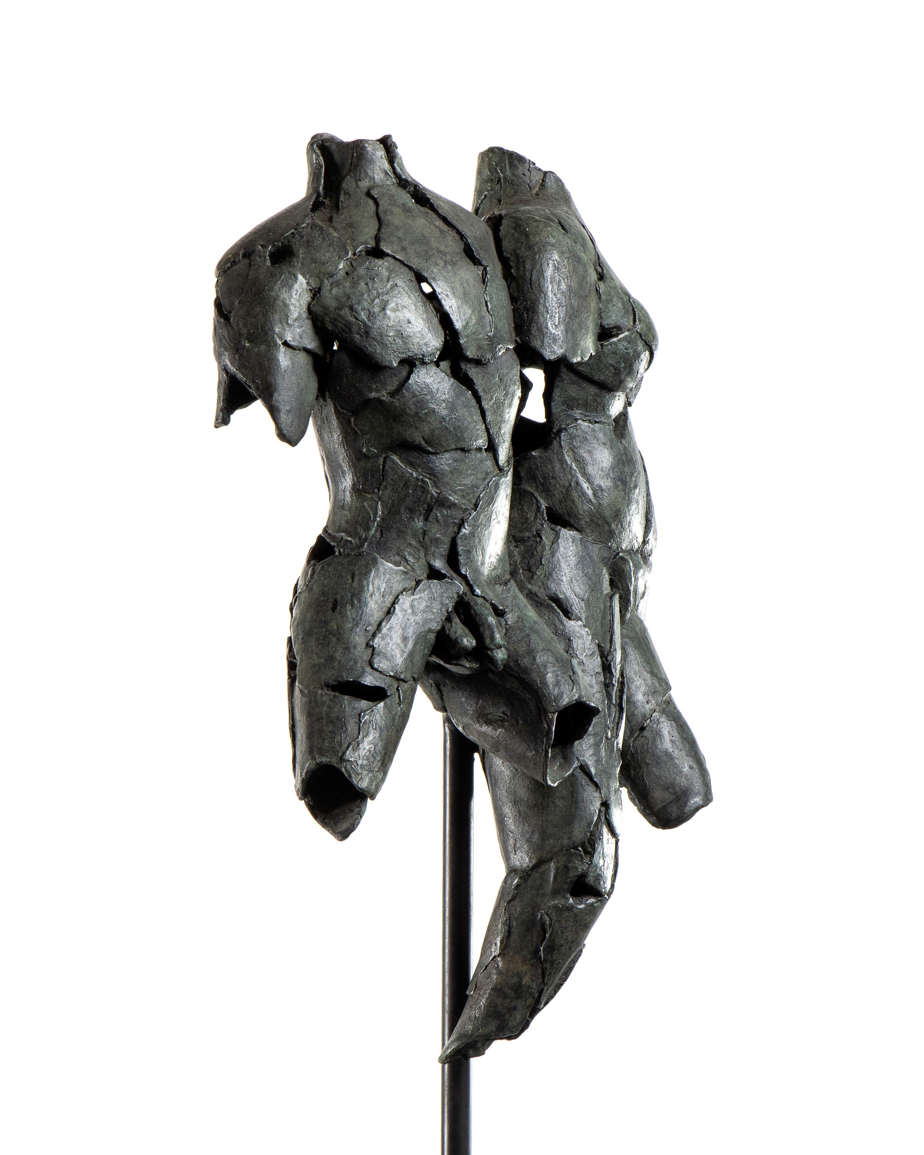 Bronzetto a imitazione dell'antico in bronzo raffigurante torso di uomo e di dona uniti su piedis...