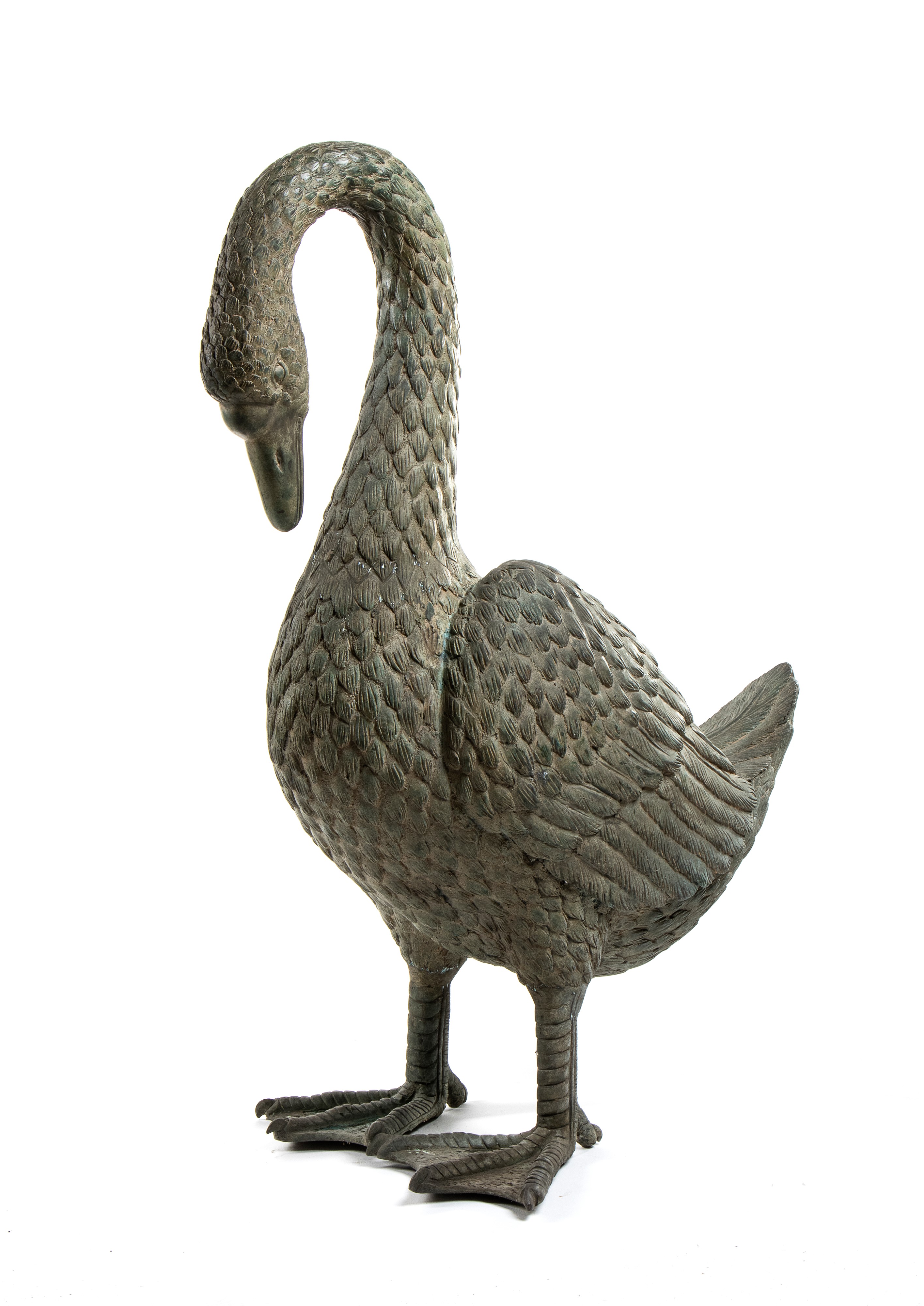 Coppia di Sculture Rappresentanti Oche Decorazioni da Giardino in Bronzo di Alta Qualità Finement...