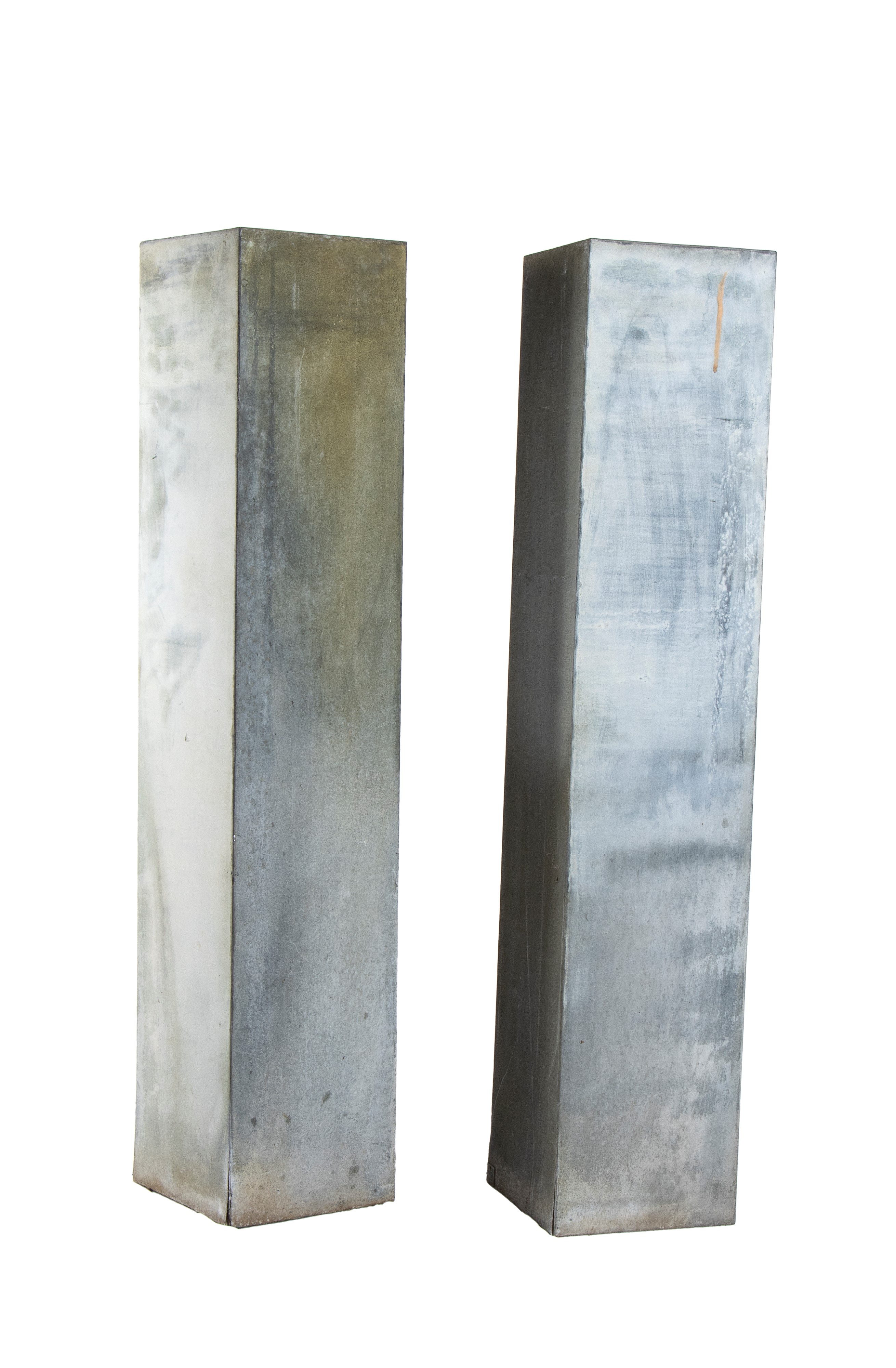 Coppia di basi in legno dipinte a finto marmo verde