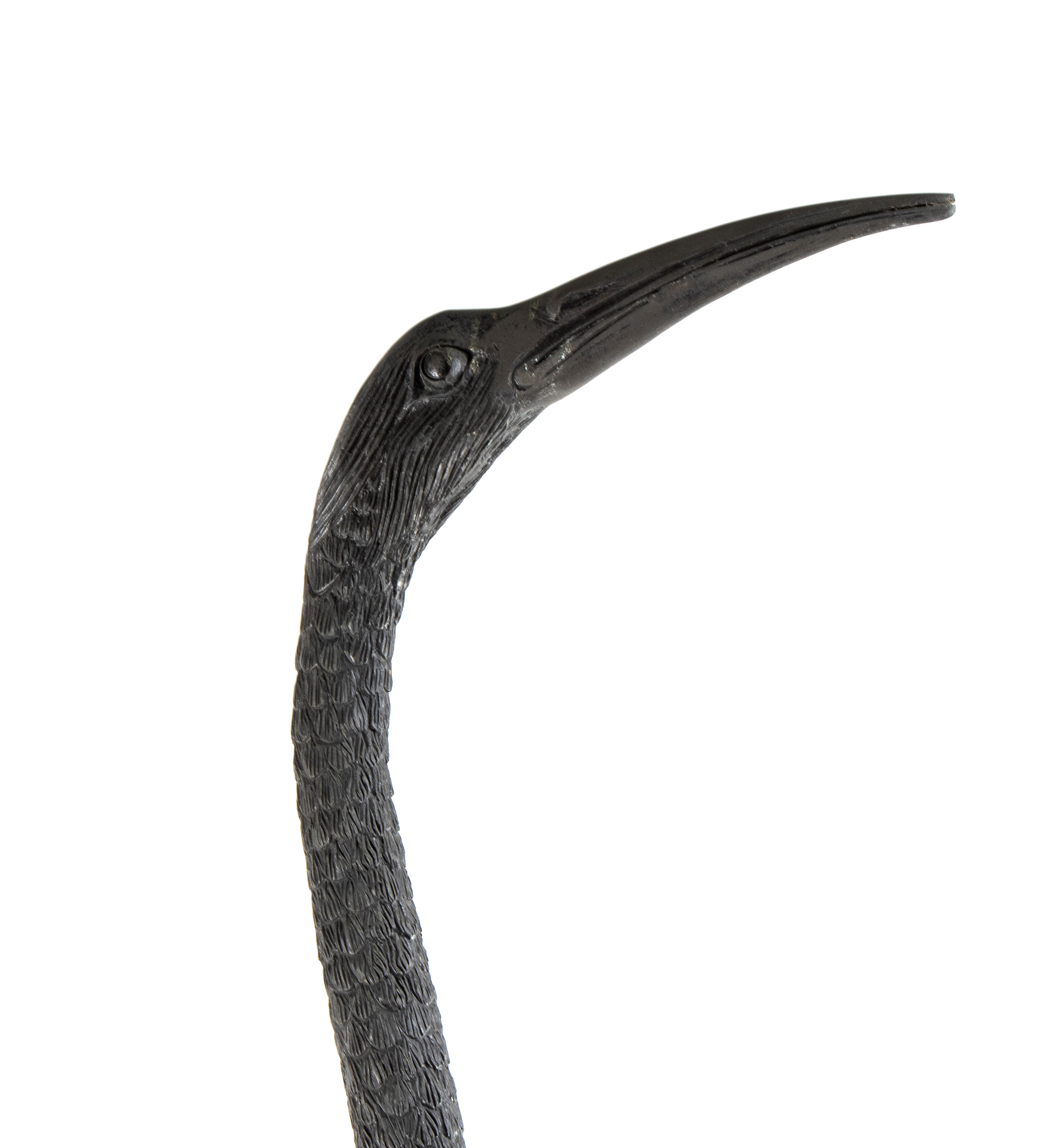 Straordinaria coppia di sculture rappresentanti gru decorazioni da giardino in bronzo di alta qua...