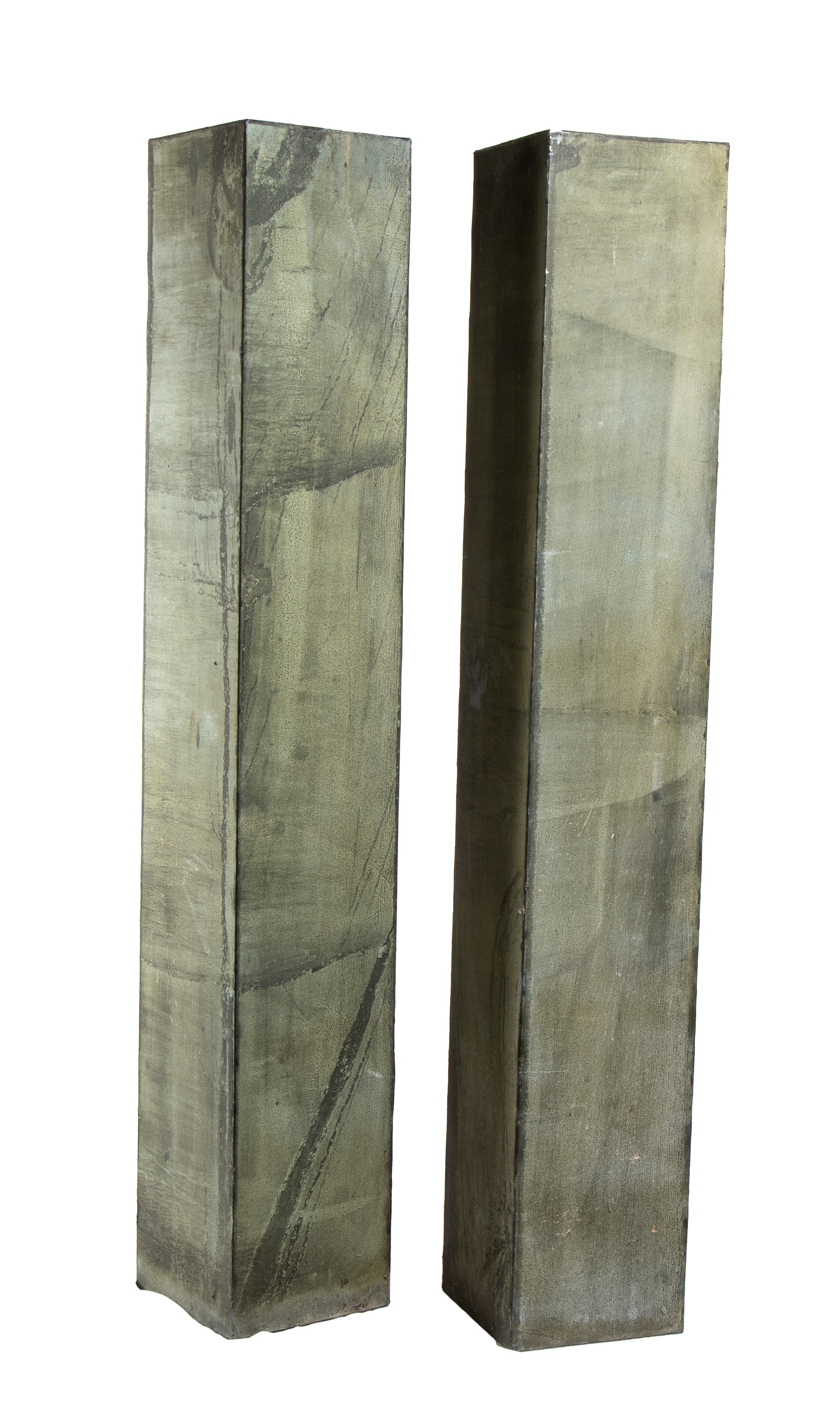 Coppia di basi in legno dipinte a finto marmo verde
