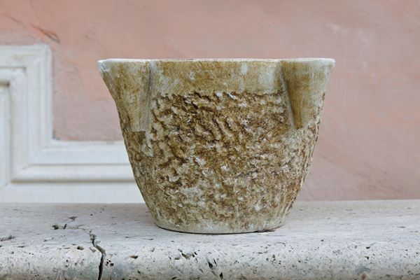 Vaso mortaio in marmo bianca