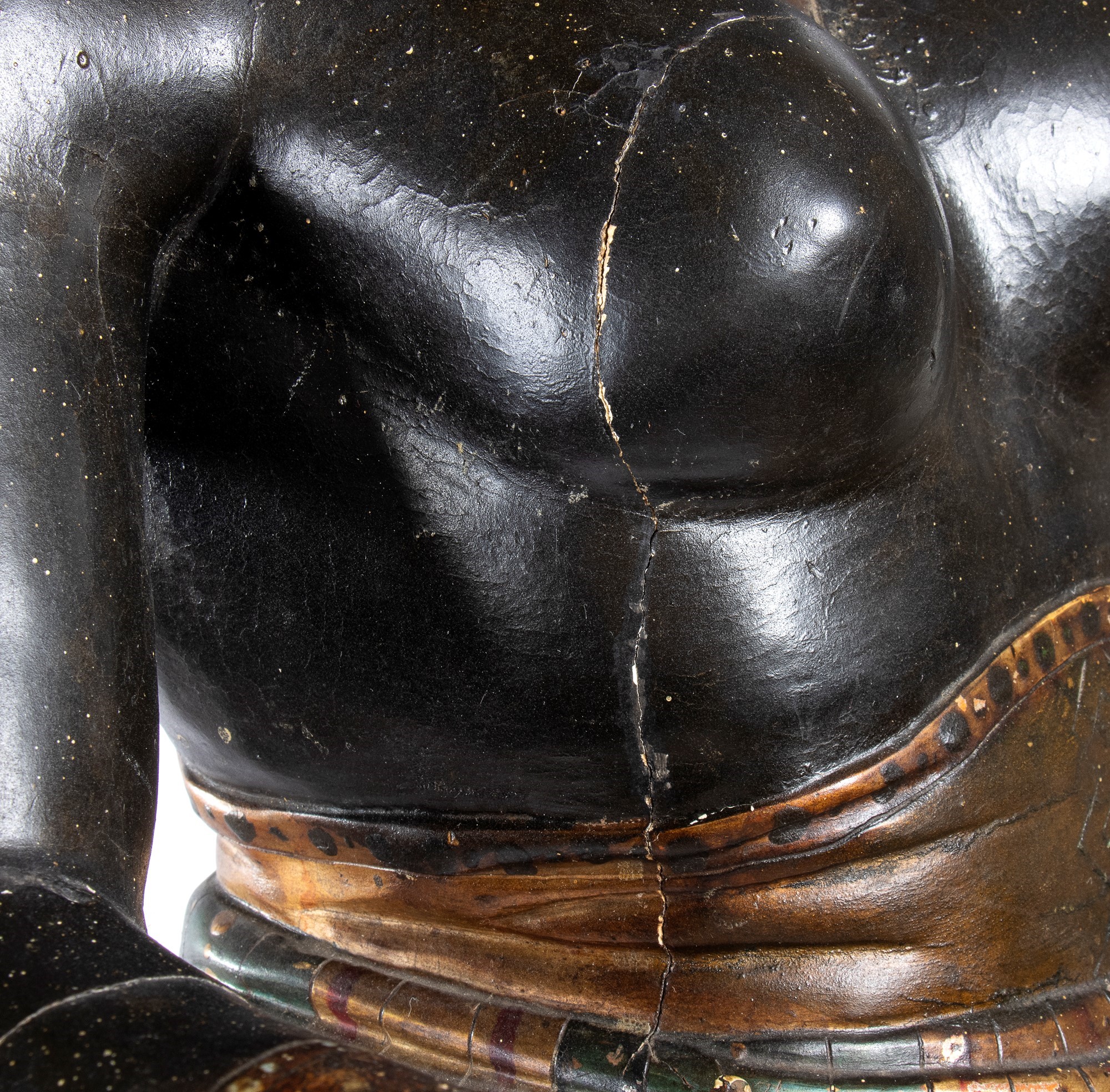 Grande scultura in stile veneziano raffigurante moro in legno policromo e dorato della fine del X...