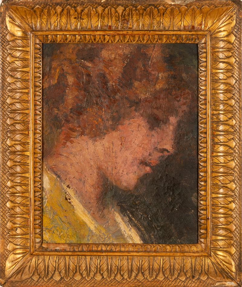 Basilio Cascella - Profilo di Donna in Cornice a Palmette