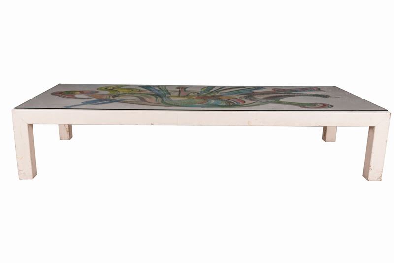 Aurelio Ceccarelli - Tavolo basso in legno dipinto a soggetto astratto