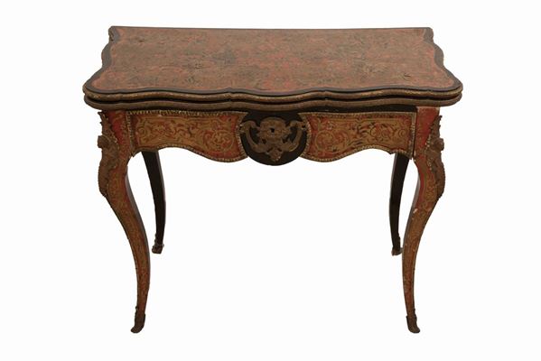 Tavolino da gioco a libretto Boulle