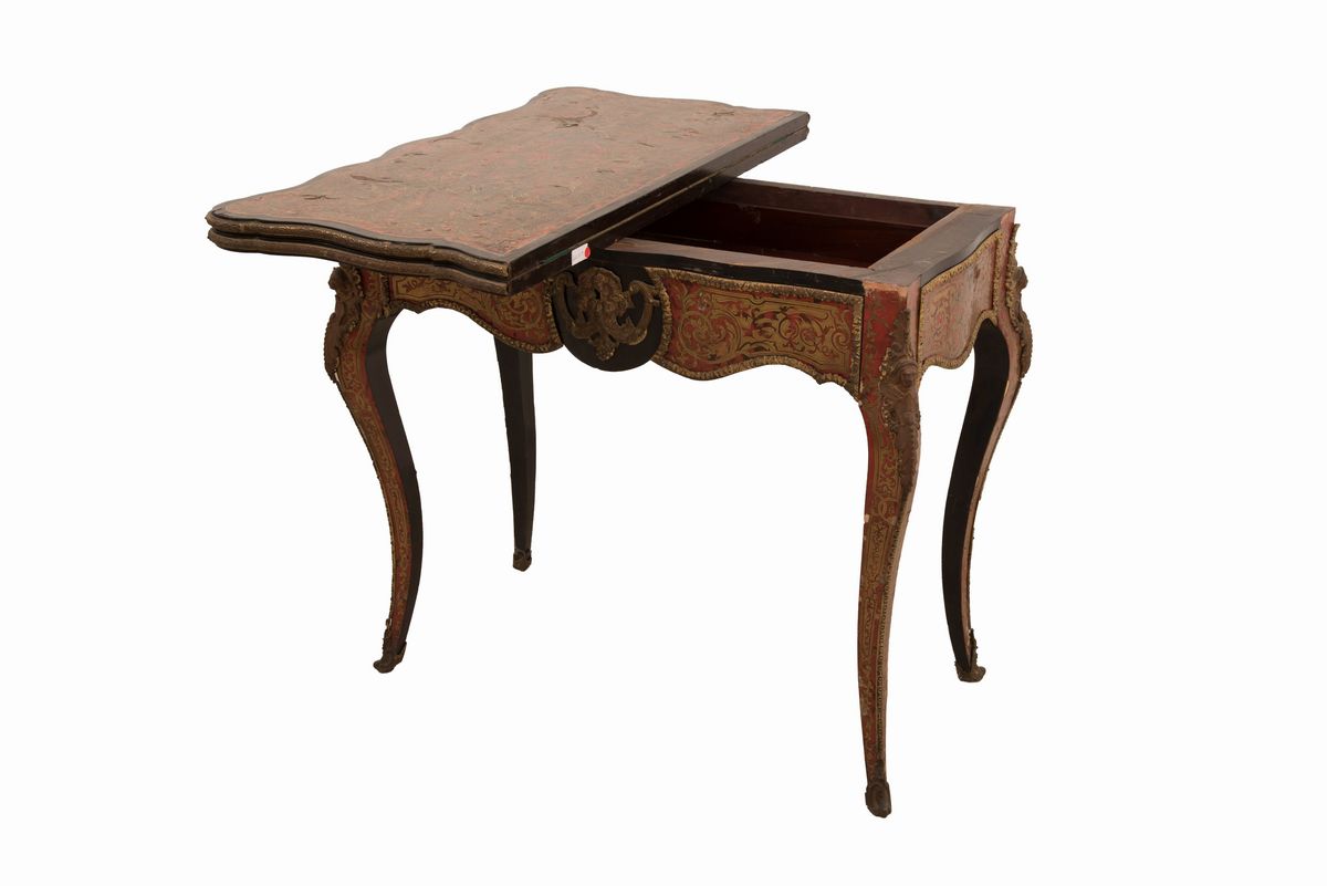 Tavolino da Gioco a Libretto Boulle
