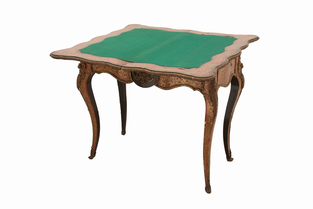 Tavolino da Gioco a Libretto Boulle