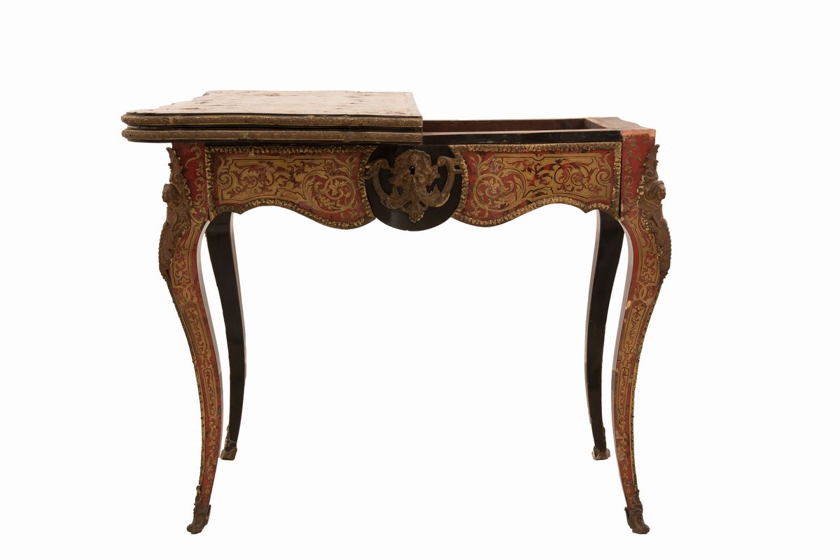 Tavolino da Gioco a Libretto Boulle