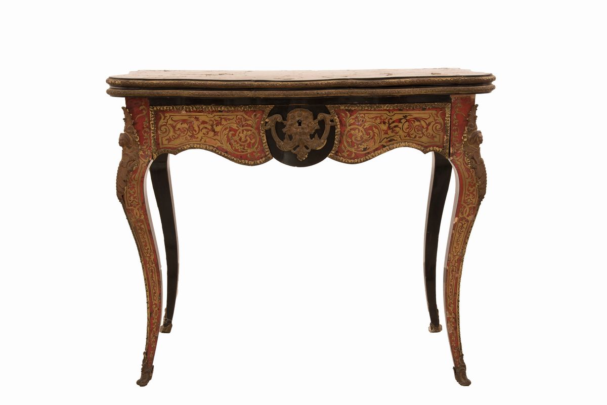 Tavolino da Gioco a Libretto Boulle