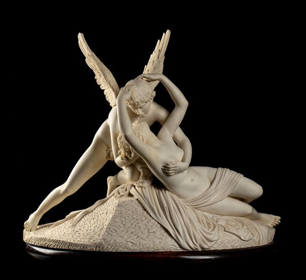 Scultura replica di "Amore e Psiche" di Antonio Canova in resina