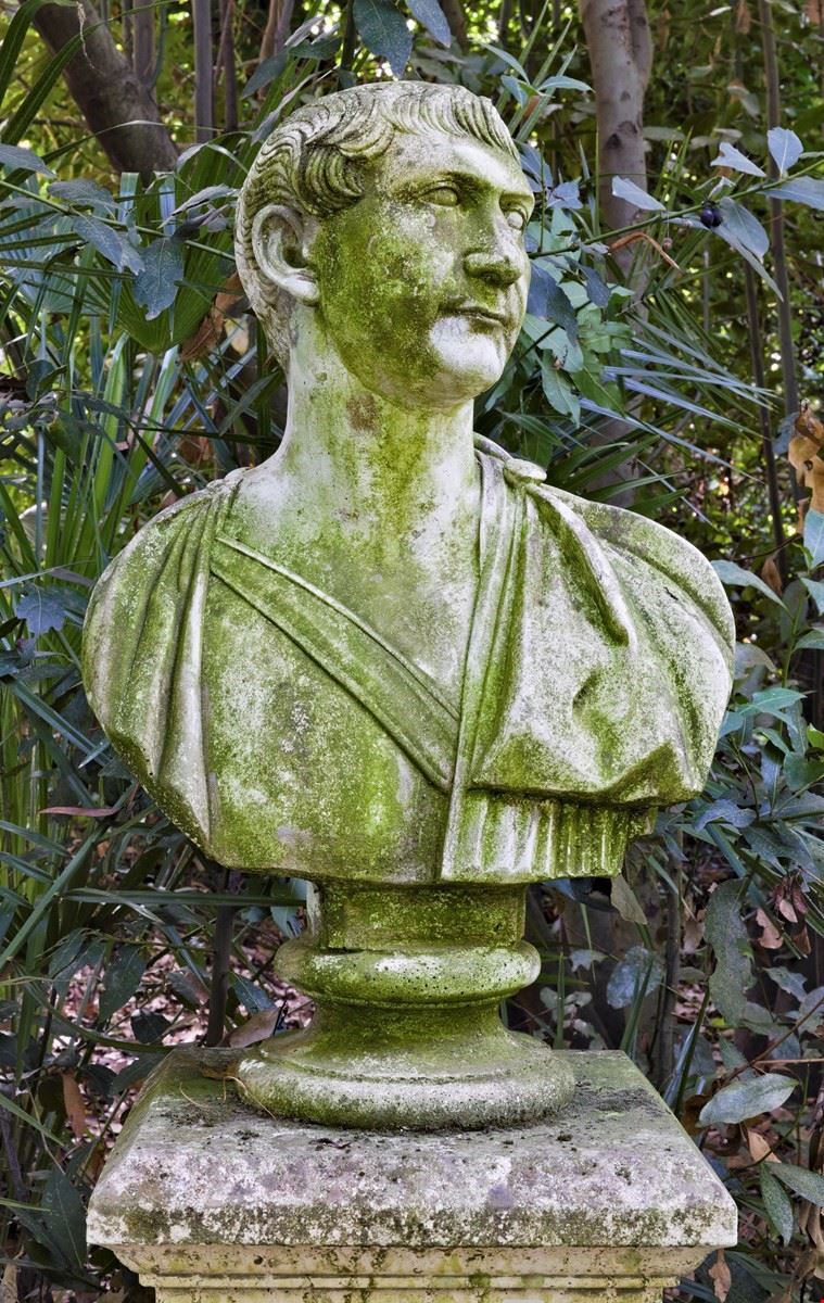 Busto di giovane togato in agglomerato di pietra