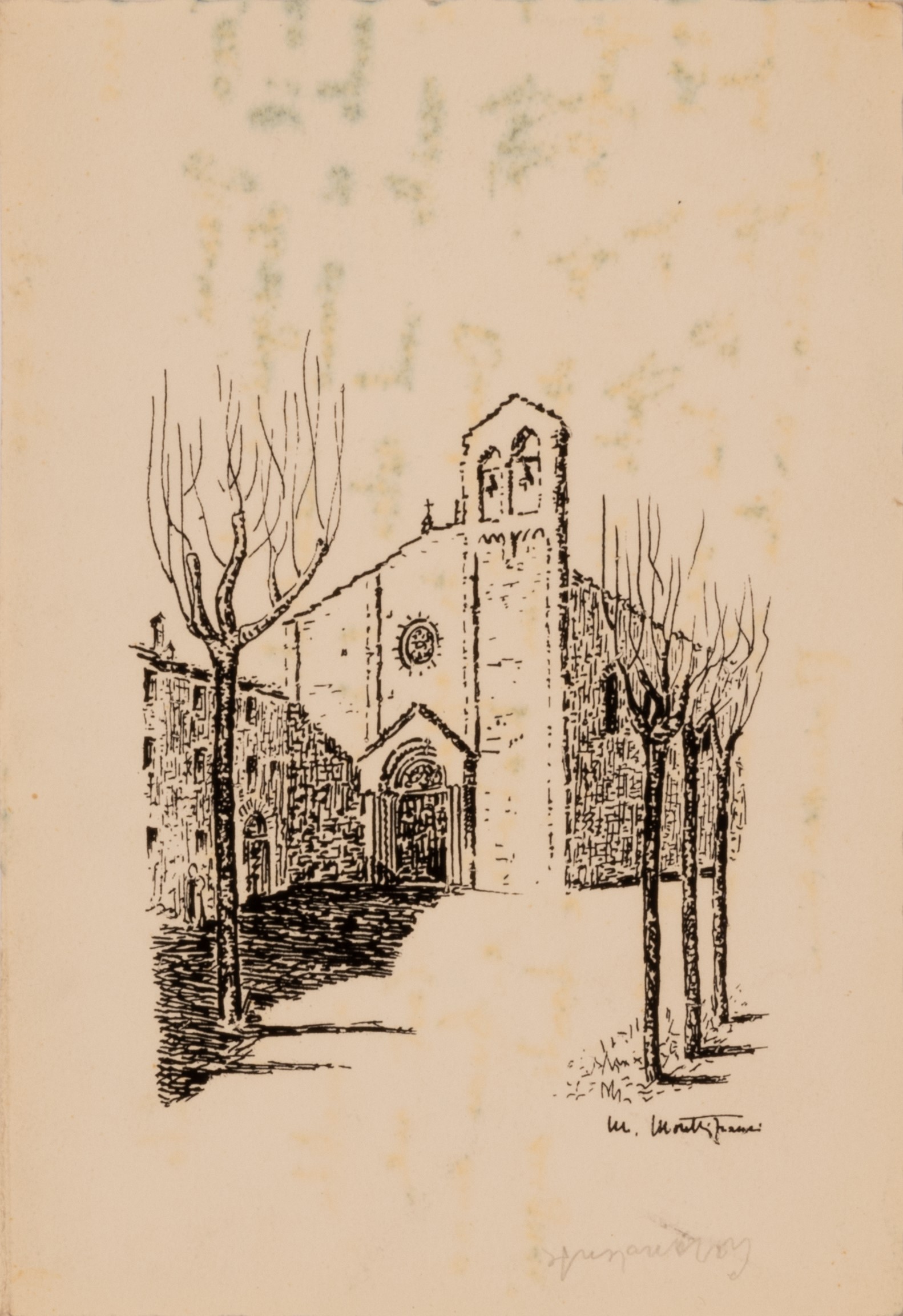 Lotto Composto da Bigliettino di Auguri di Romana Severini a Giovanni Carandente e Acquaforte Rea...
