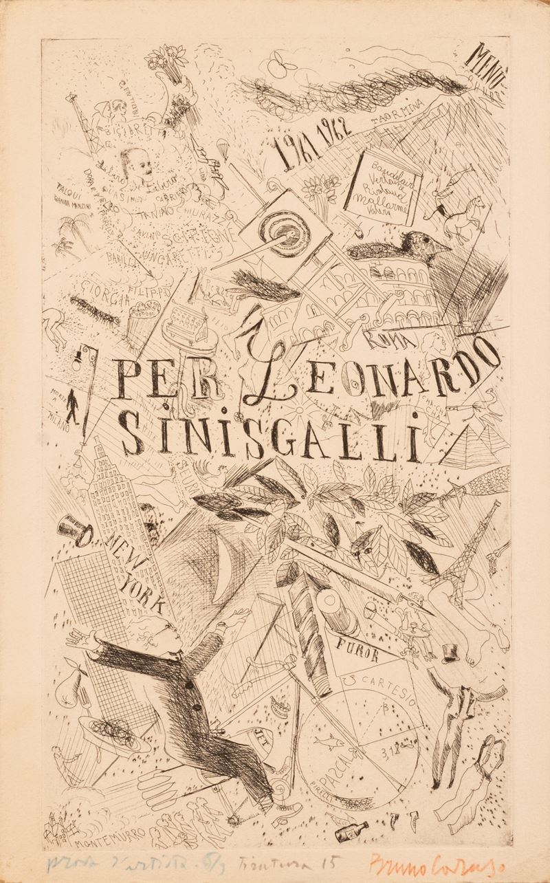 Bruno Caruso - Copertina per il Menù 1961-1962 per Leonardo Sinisgalli