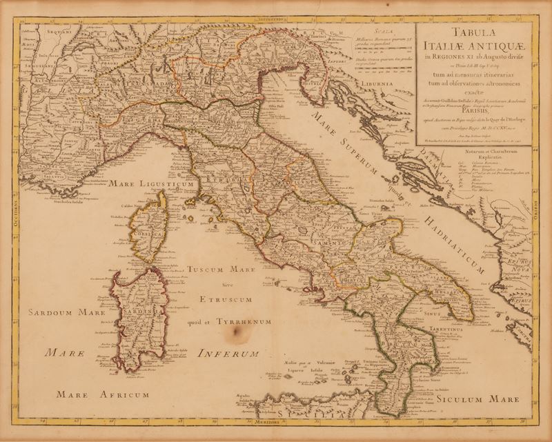 Guillaume Delisle Guillaume De L'isle - Tabula Italiae Antiquae in Regiones XI Ab Augusto Divisae...